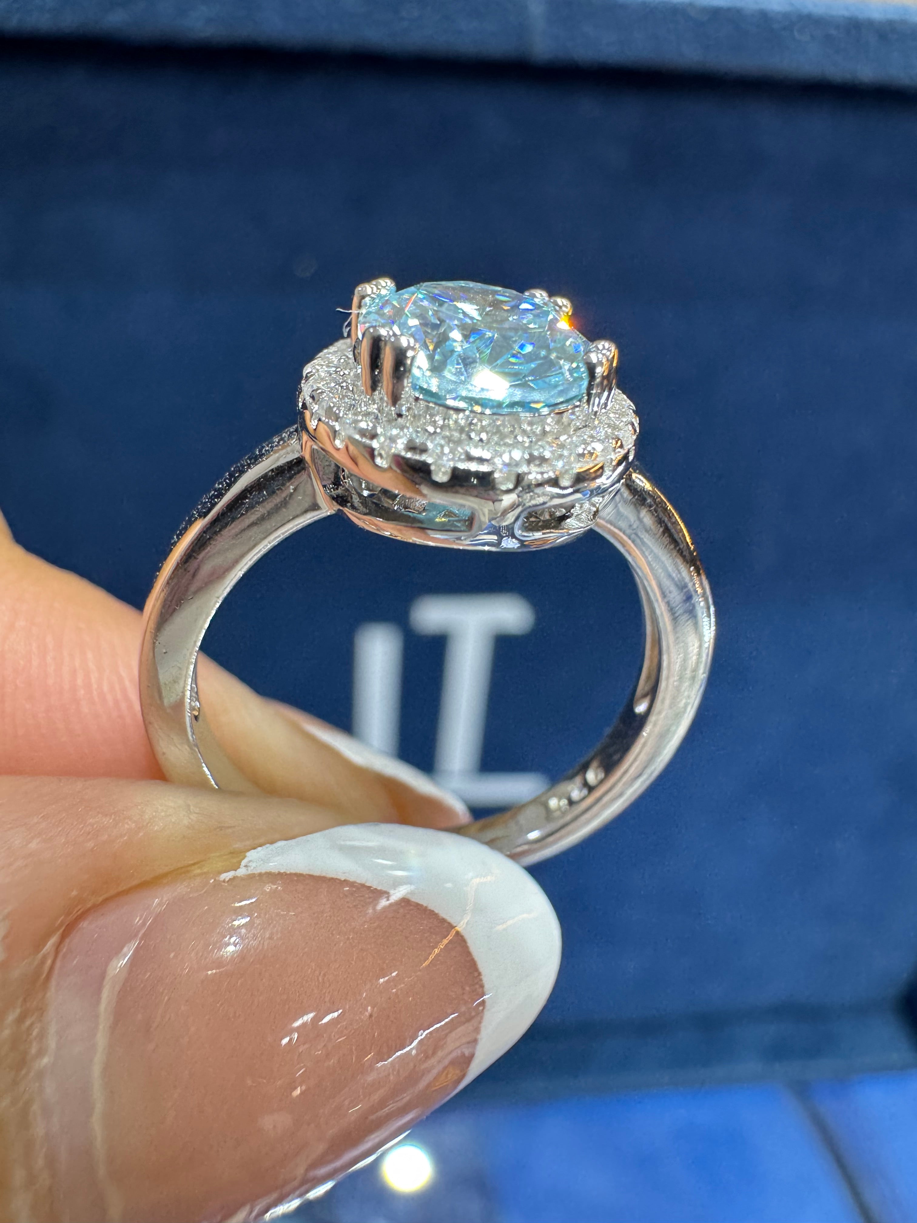 Anillo halo azul celeste