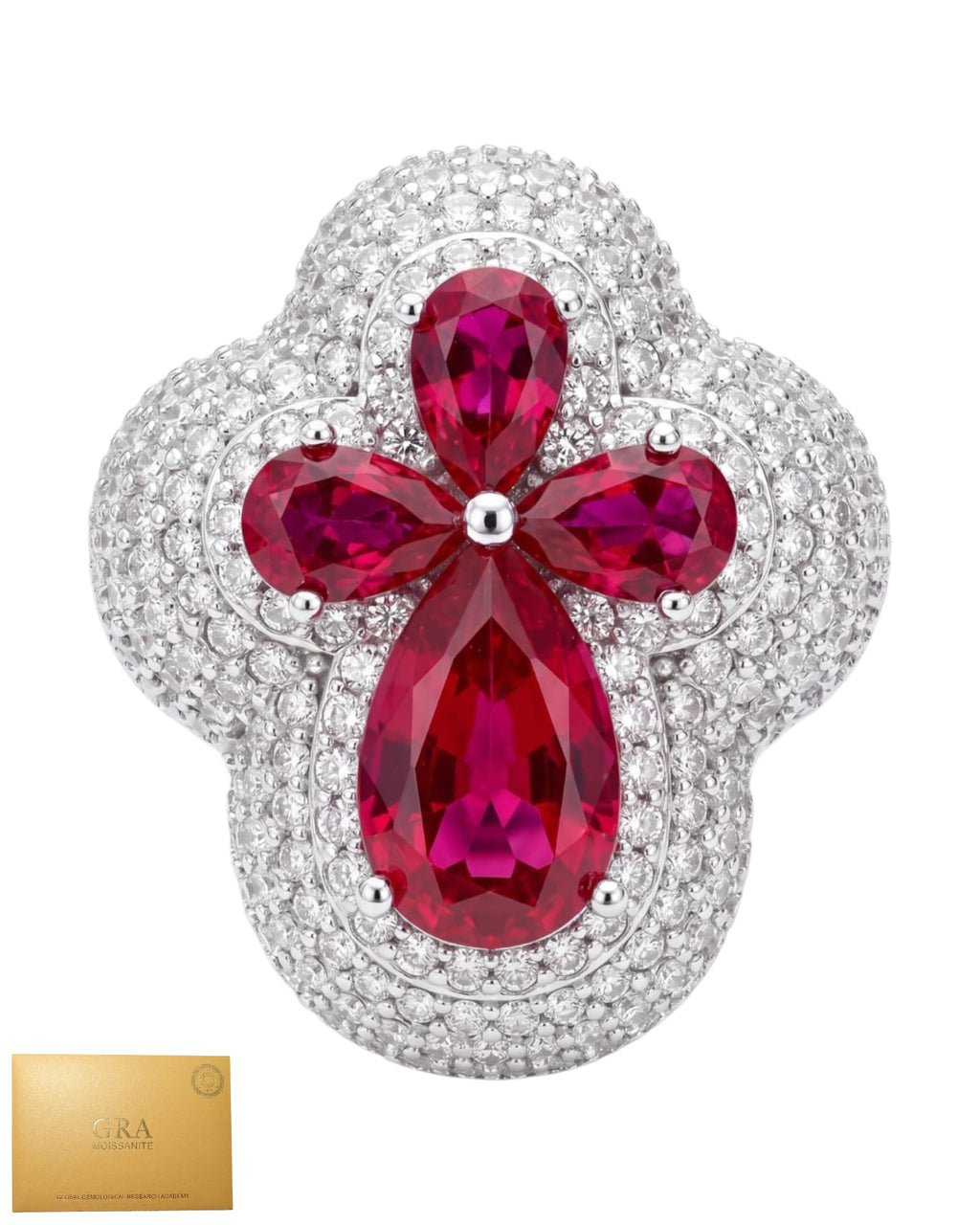 Anillo rojo magenta moissanita