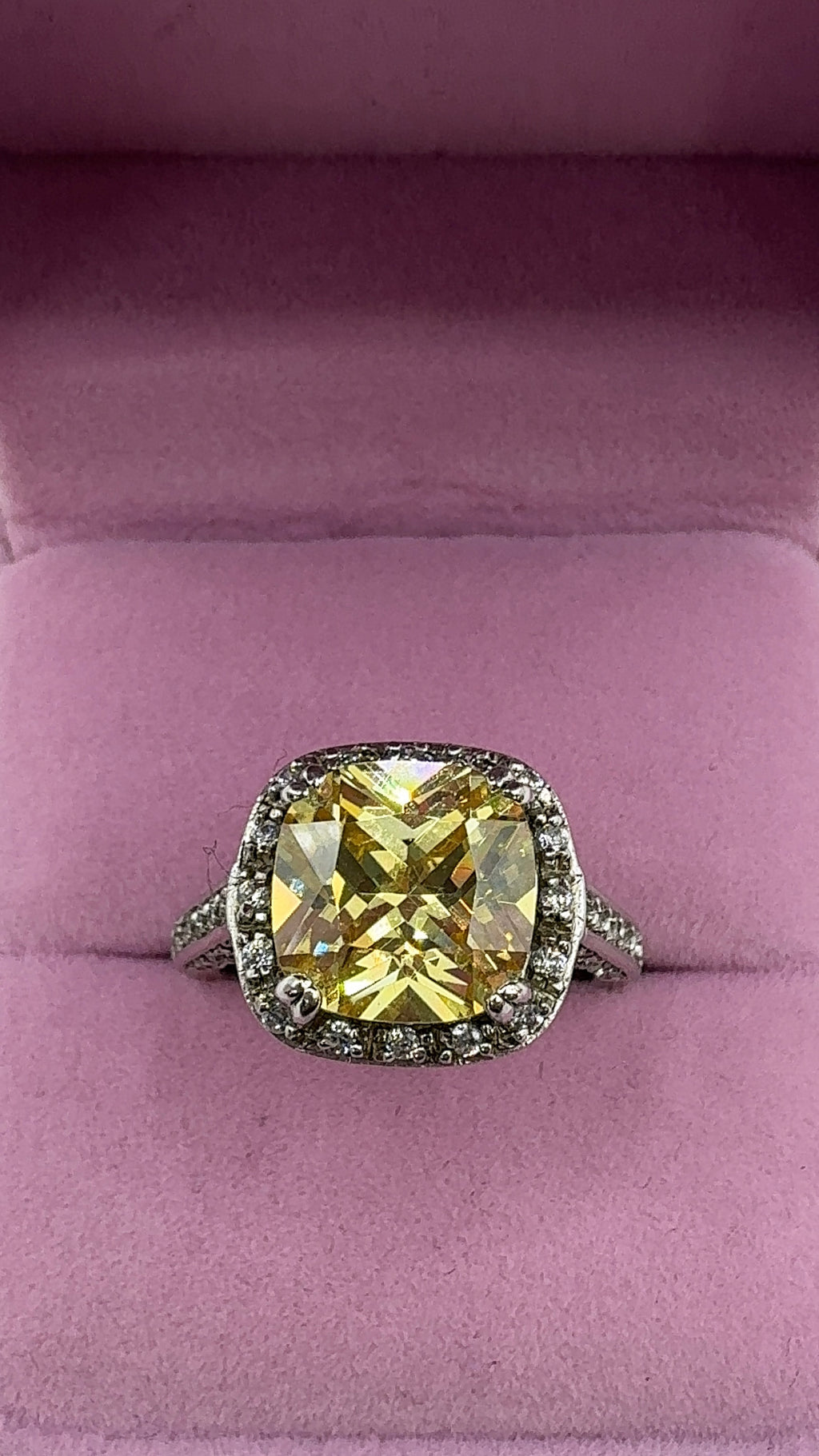 Yellow Zirconia Silver Ring