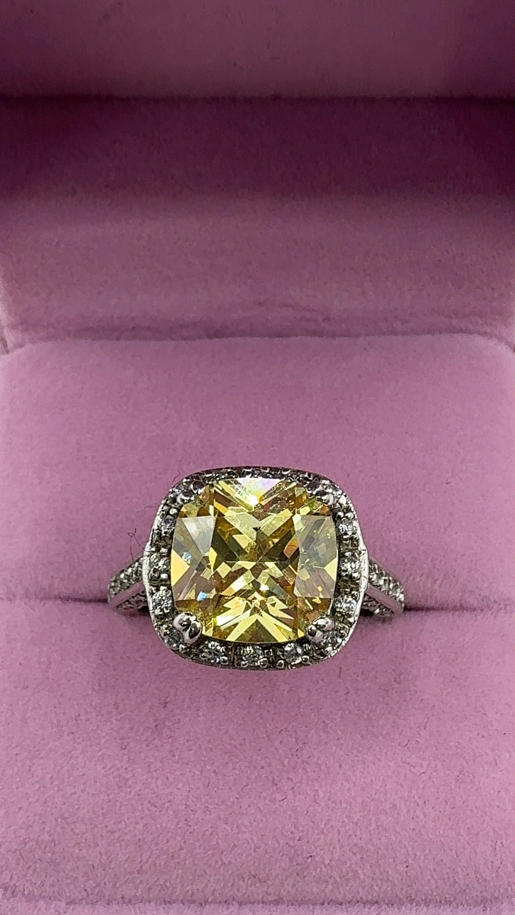 Anillo Plata Zirconia amarilla