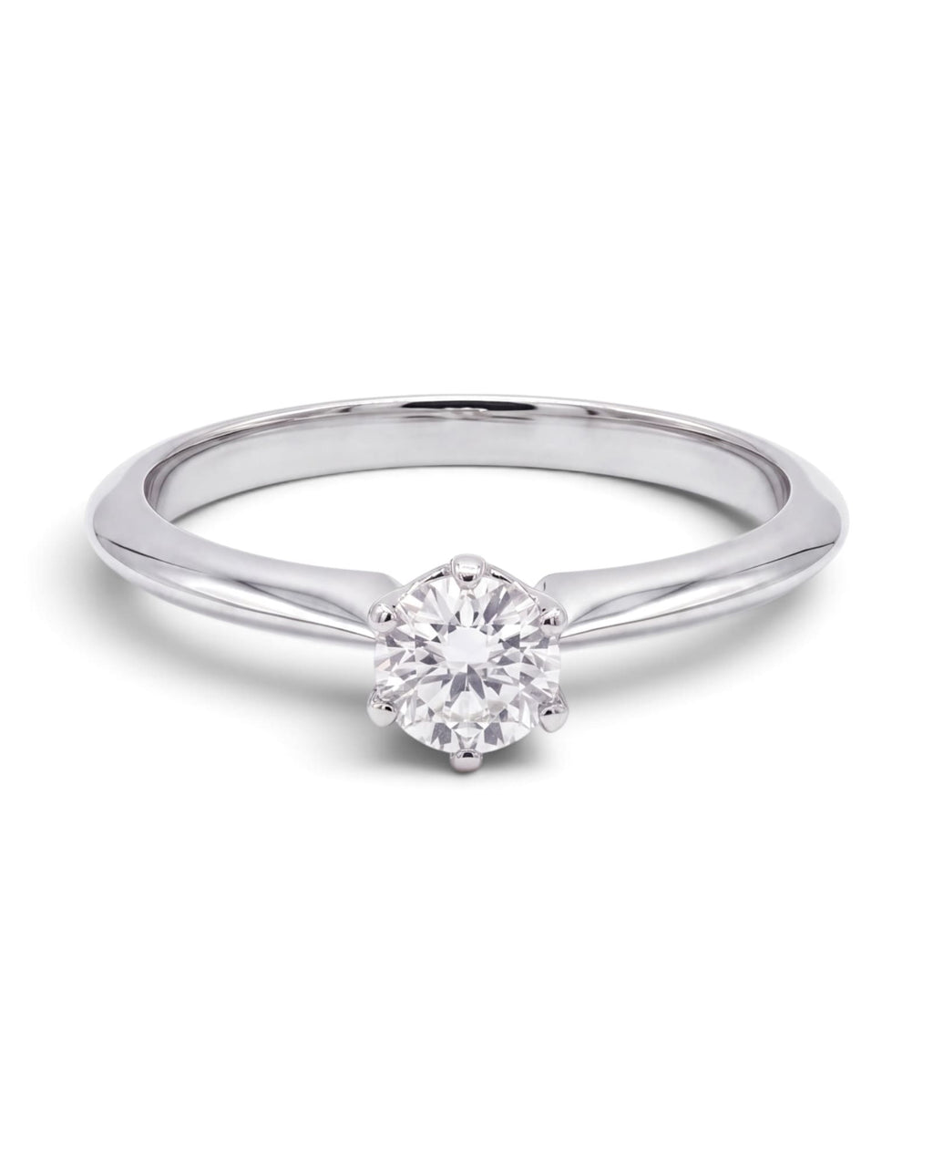Anillo solitario con Diamante natural 0.34 CT en Oro blanco 14k