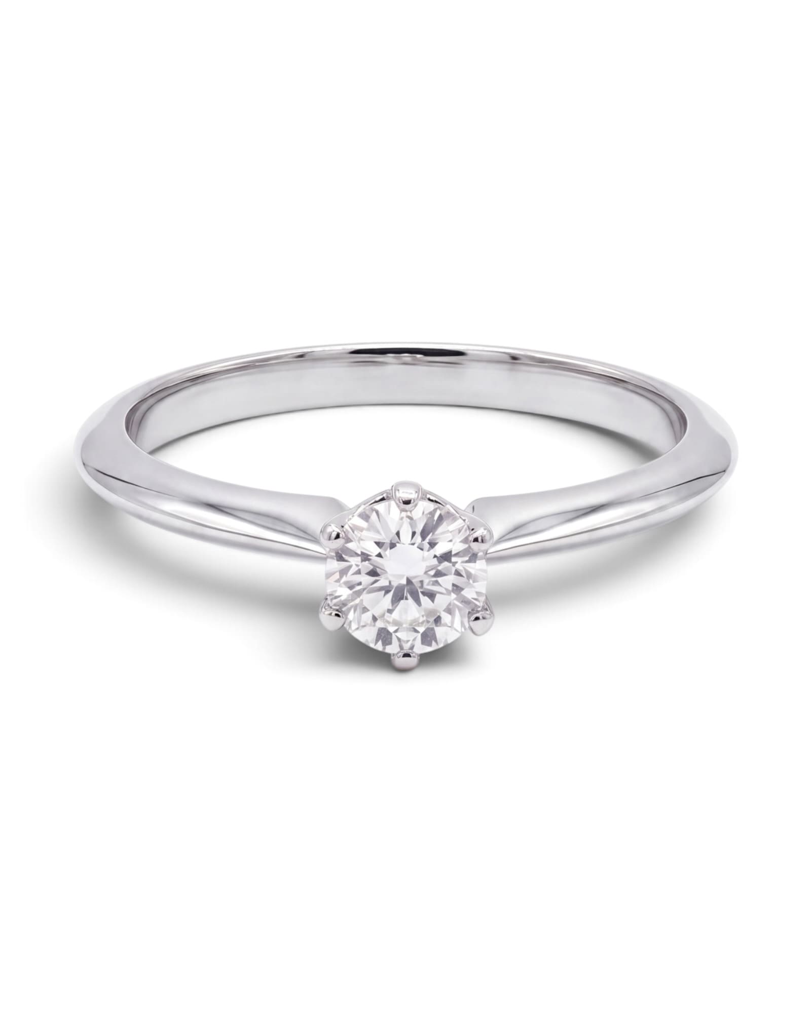 Anillo solitario con Diamante natural 0.34 CT en Oro blanco 14k