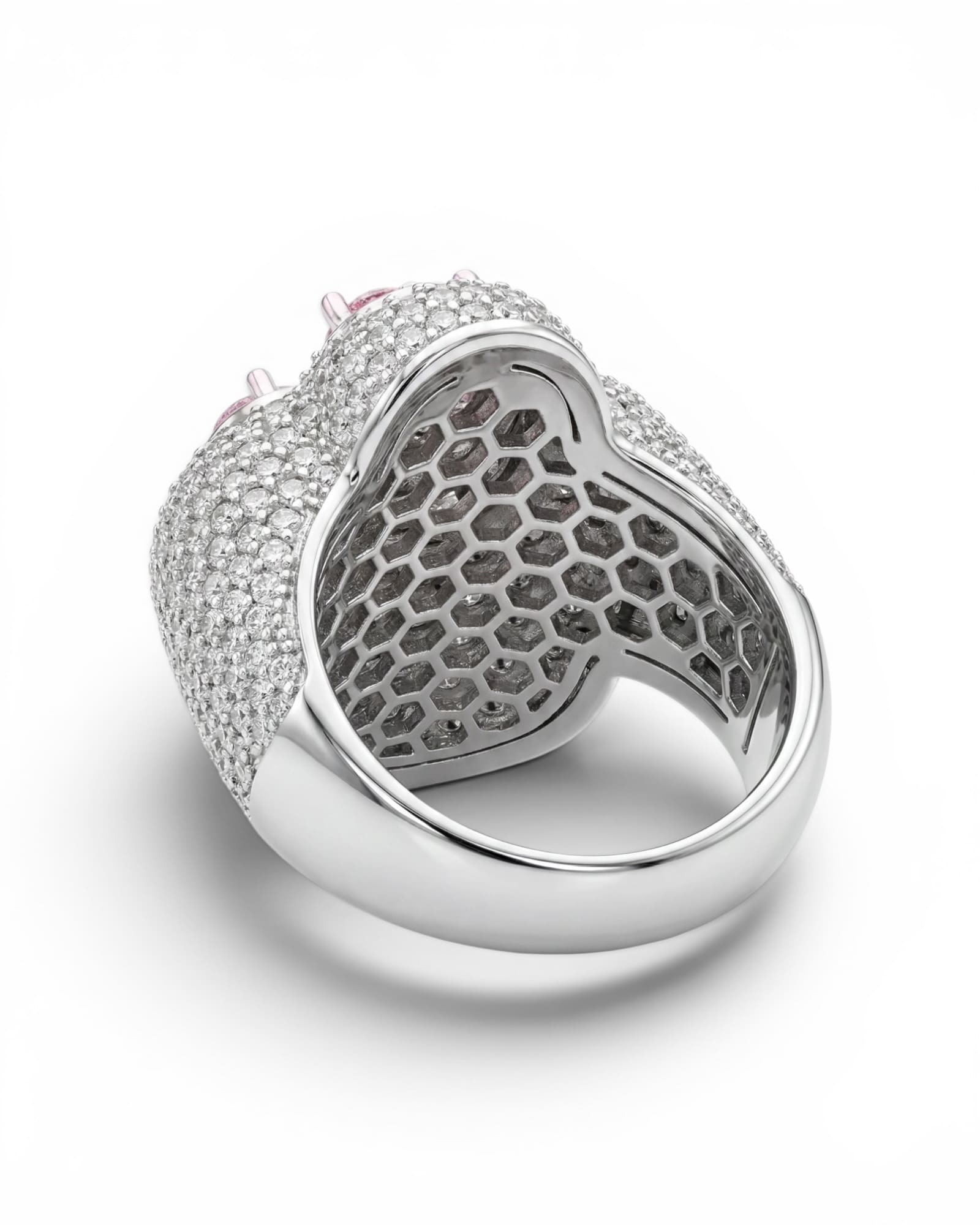 Anillo cruz rosa moissanita