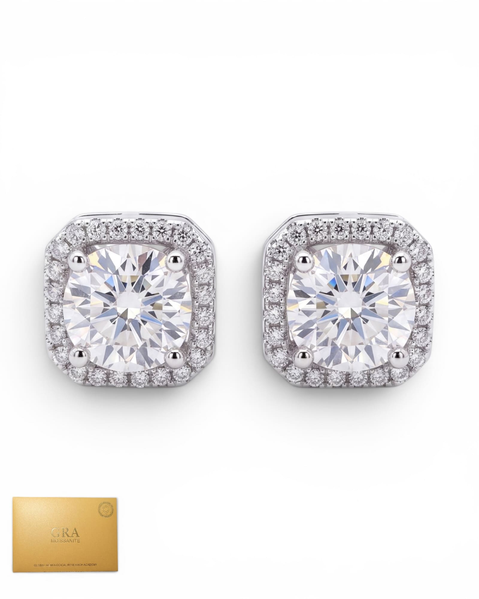 Aretes cuadrados moissanita