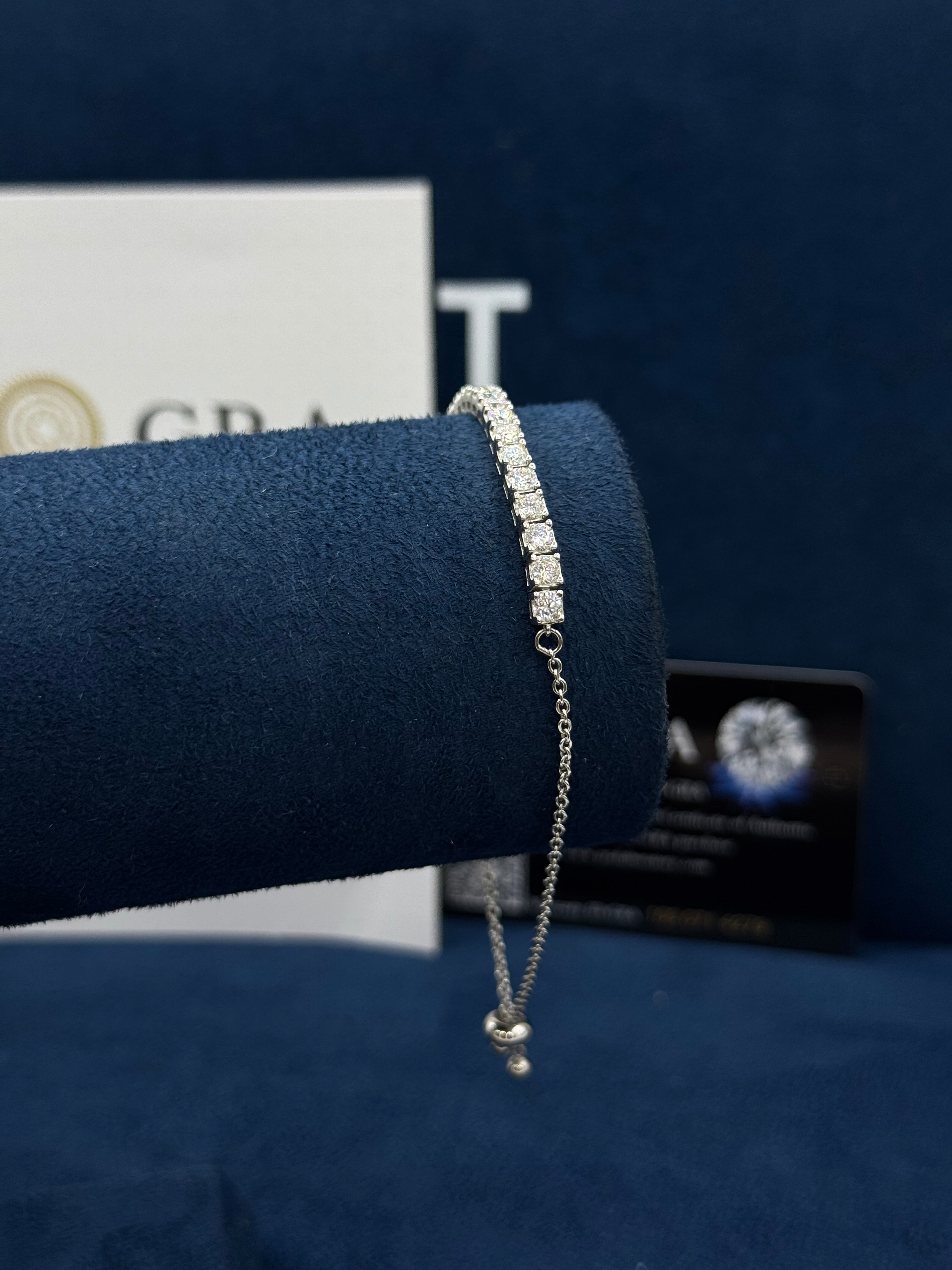 Pulso tenis ajustable 3mm moissanita