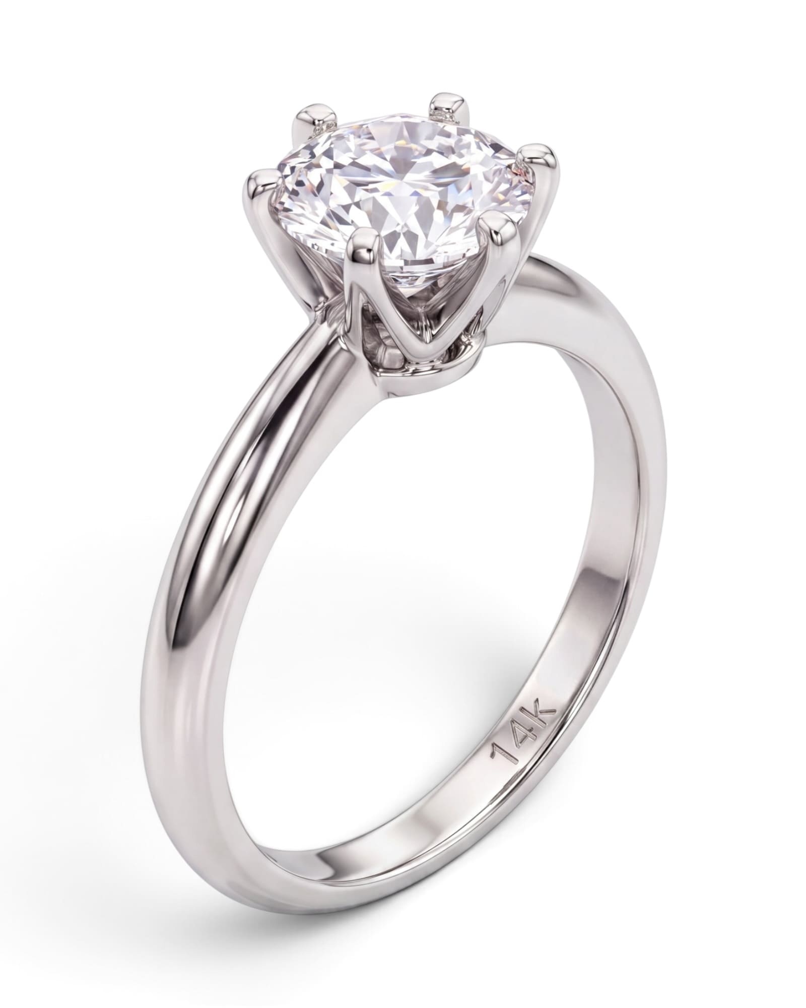 Anillo solitario de laboratorio 1.04 CT en Oro blanco 14k