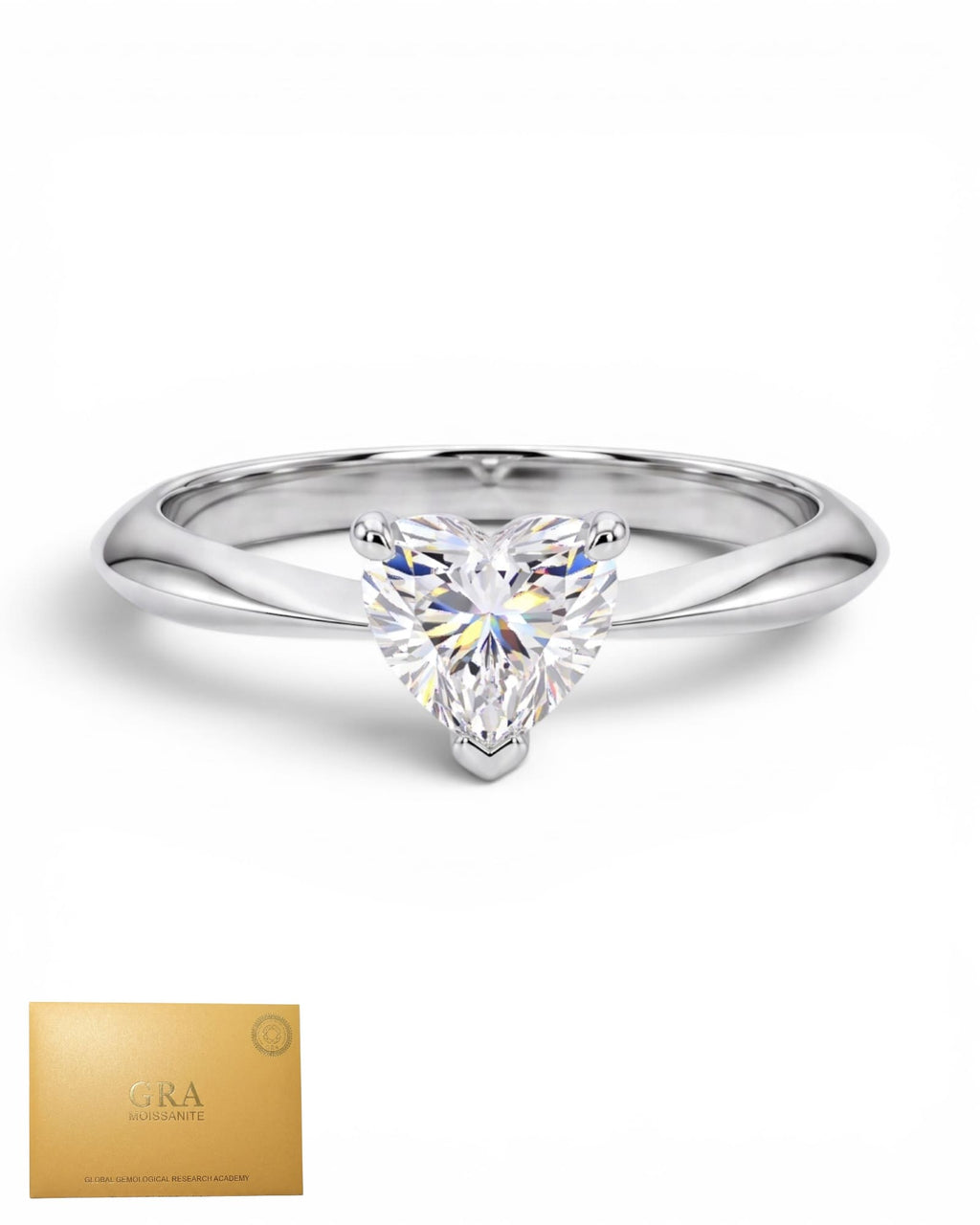 Anillo solitario corazón moissanita