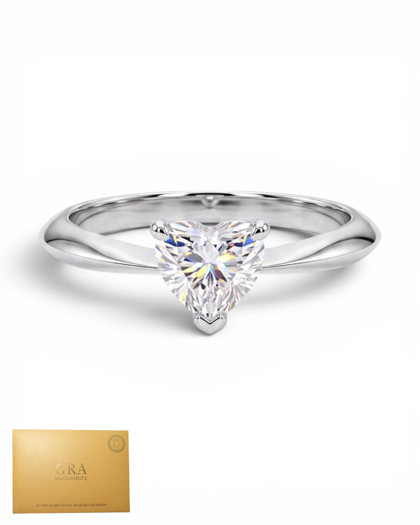 Anillo solitario corazón moissanita