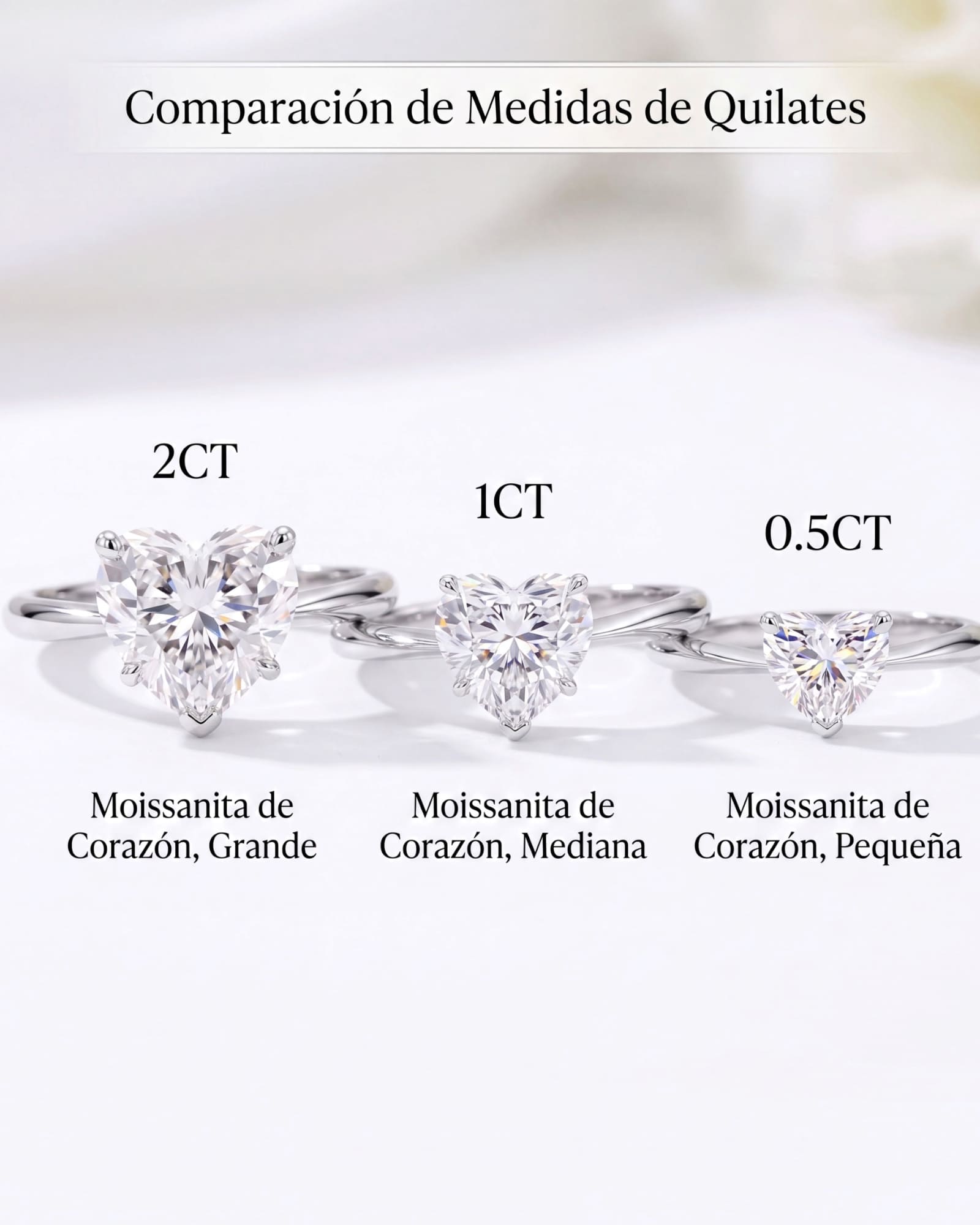 Anillo solitario corazón moissanita