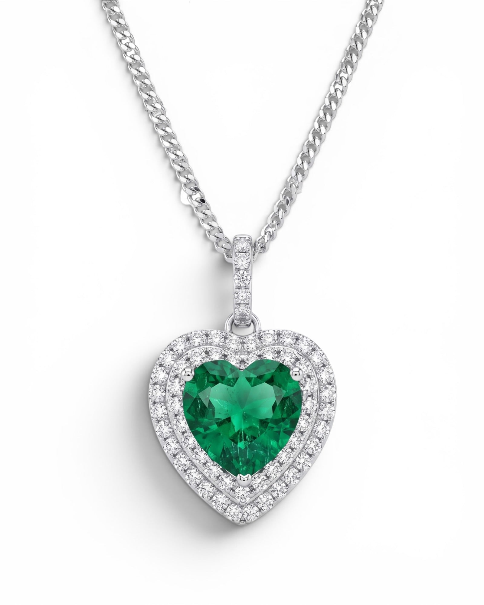 Green heart pendant necklace