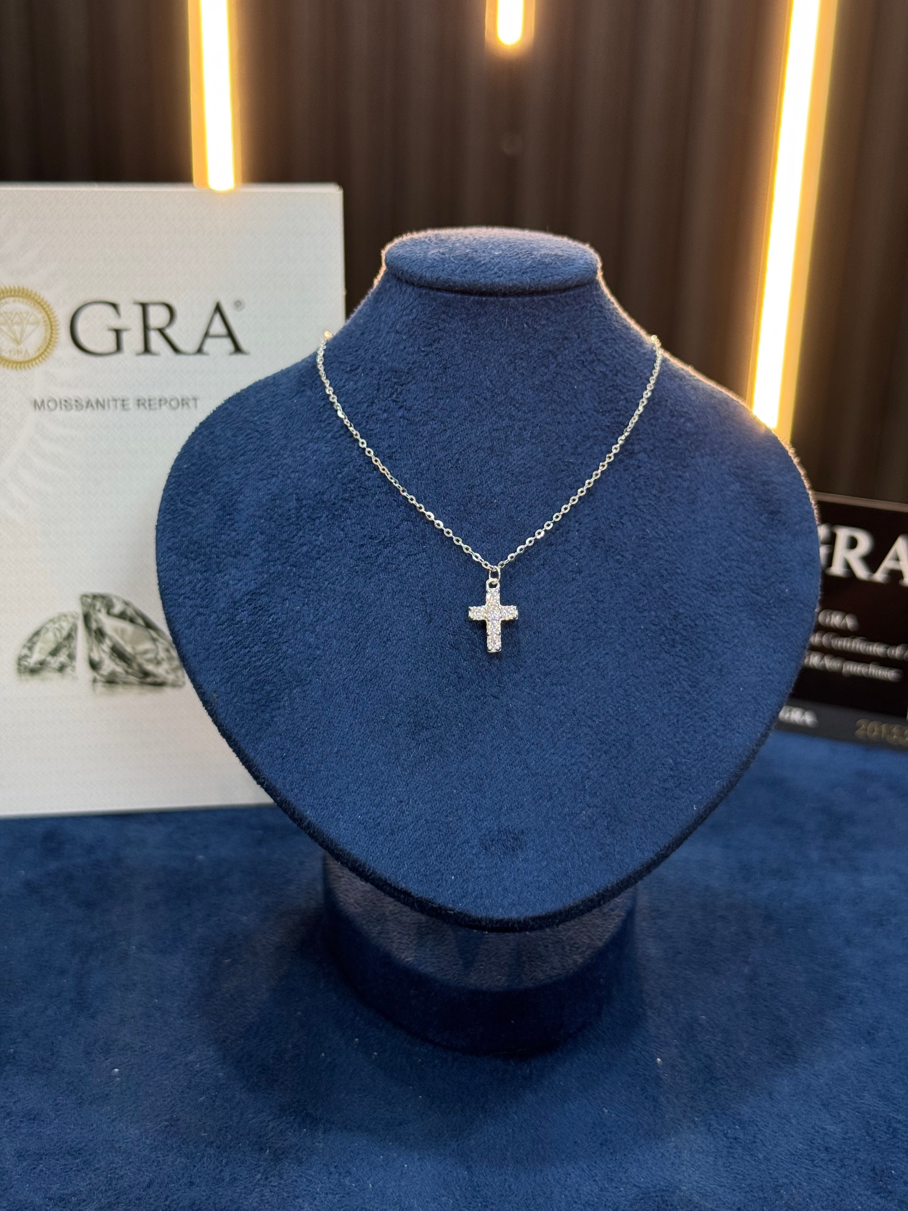 Moissanite cross necklace