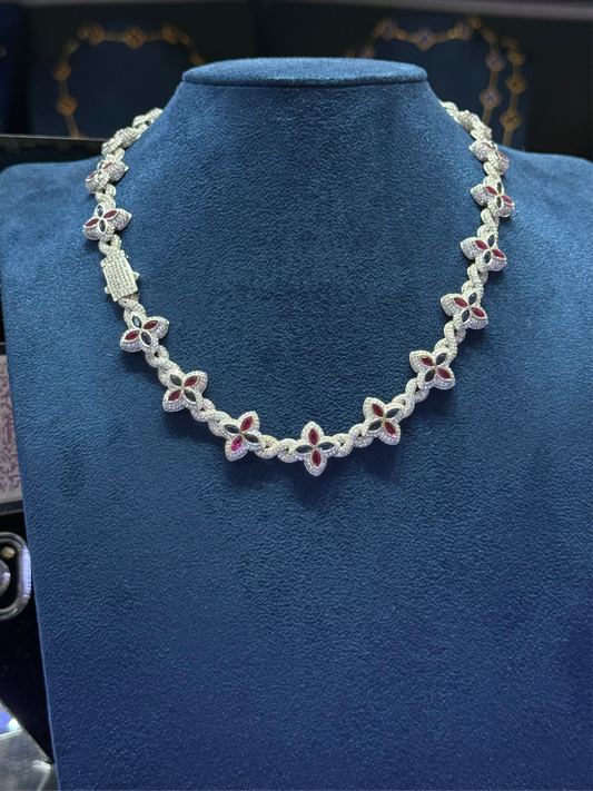 Cadena trébol azul rojo