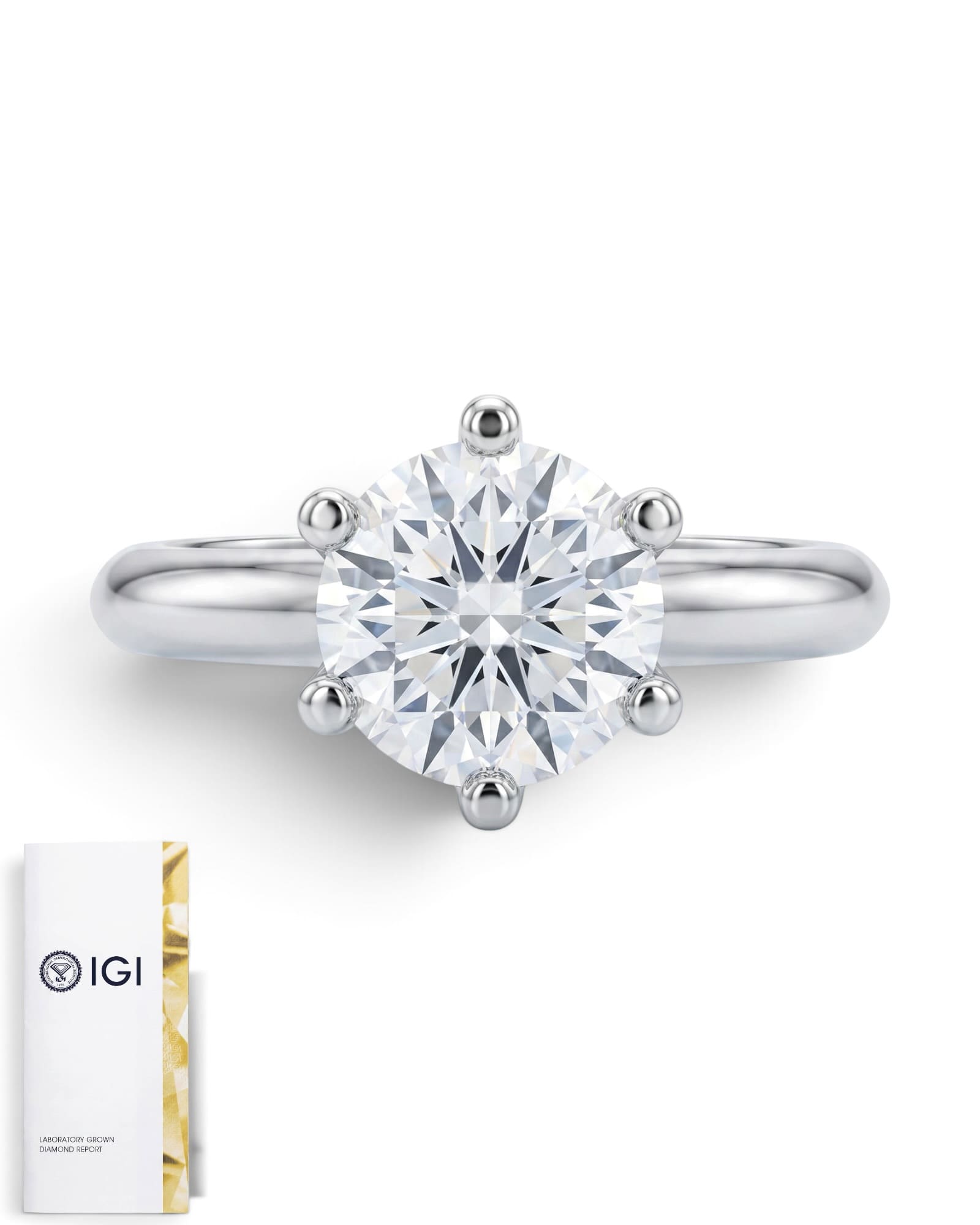 Anillo solitario de laboratorio 1.04 CT en Oro blanco 14k