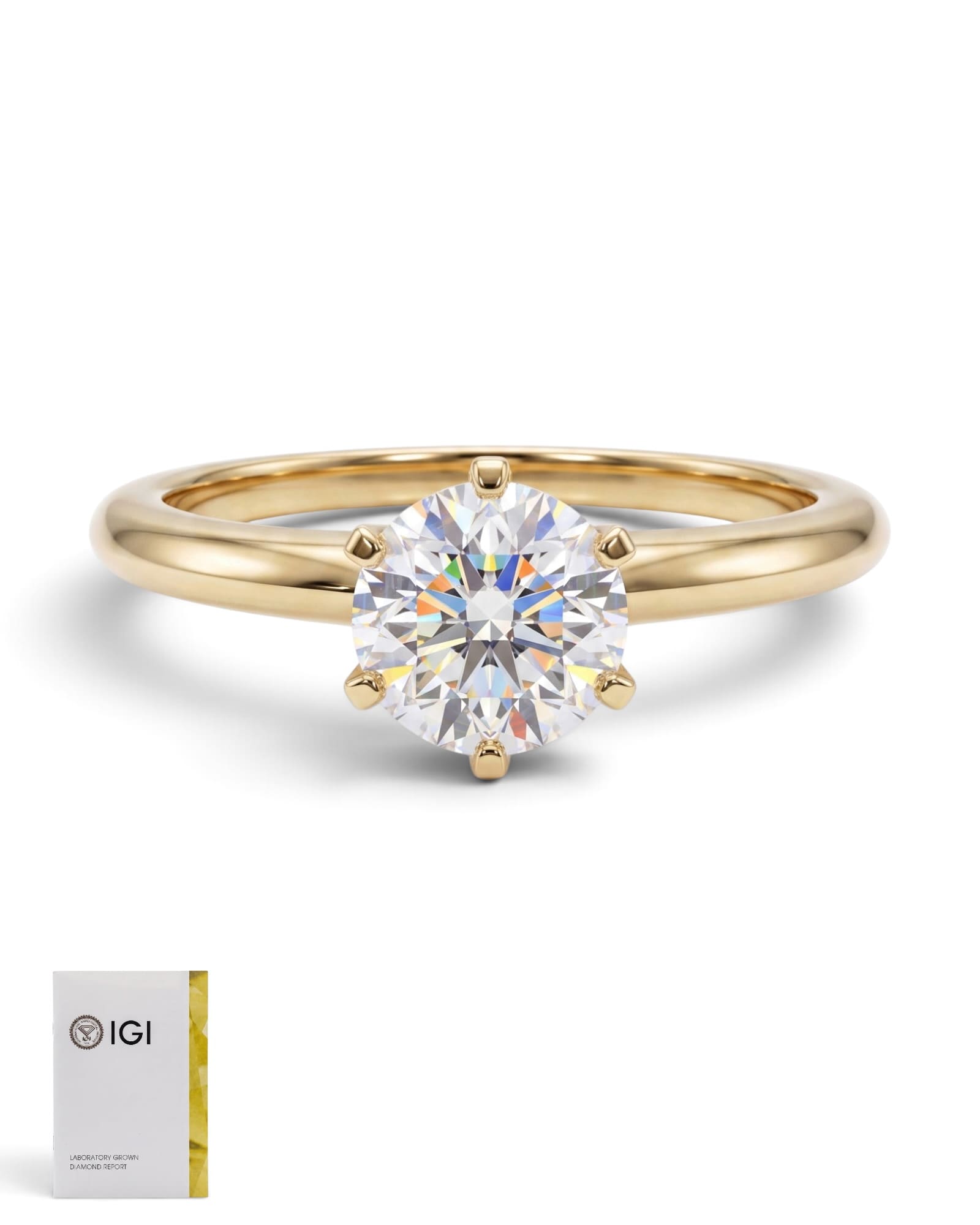Anillo solitario de laboratorio 0.54 CT en Oro amarillo  14k