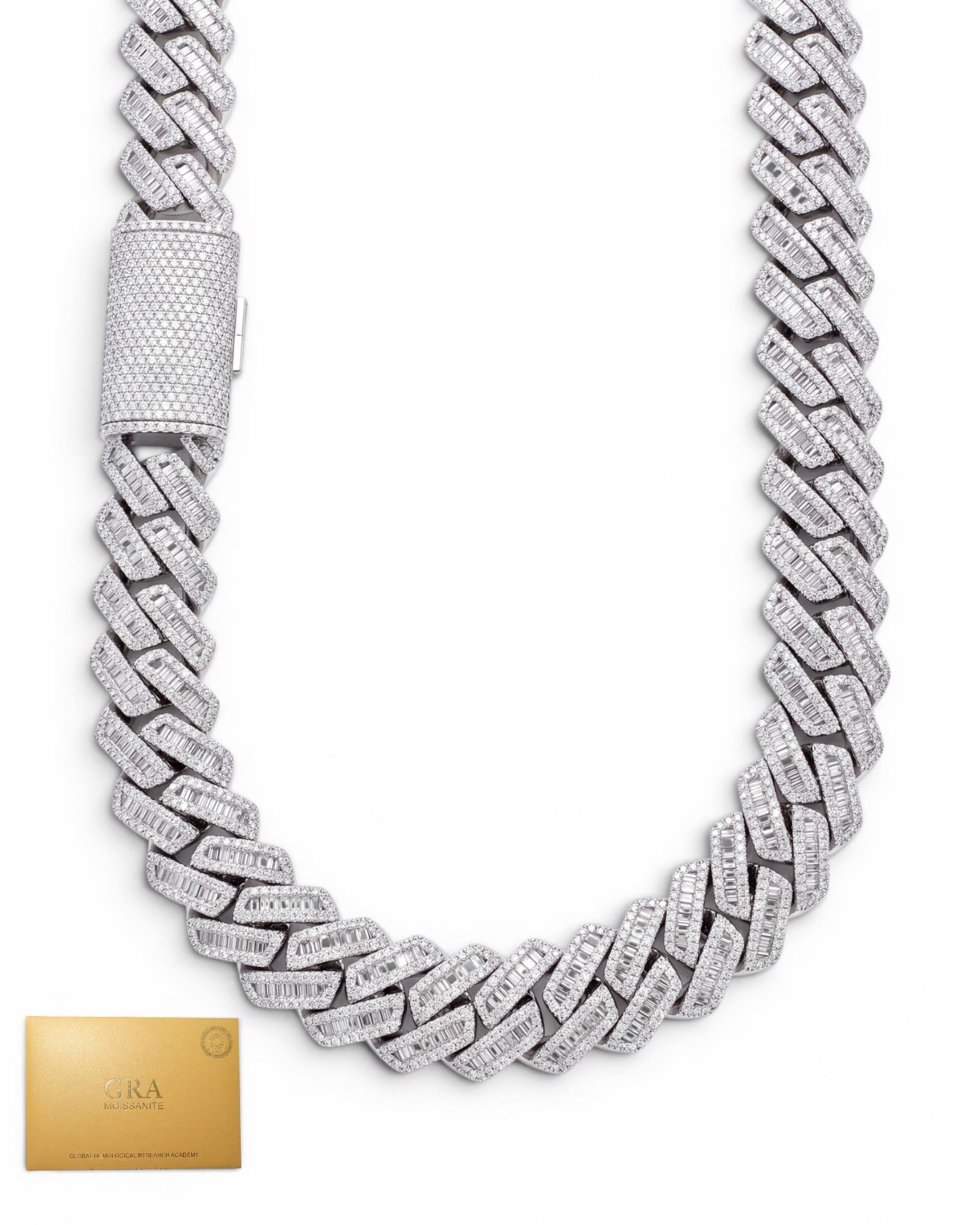 Cadena Miami baguette moissanita