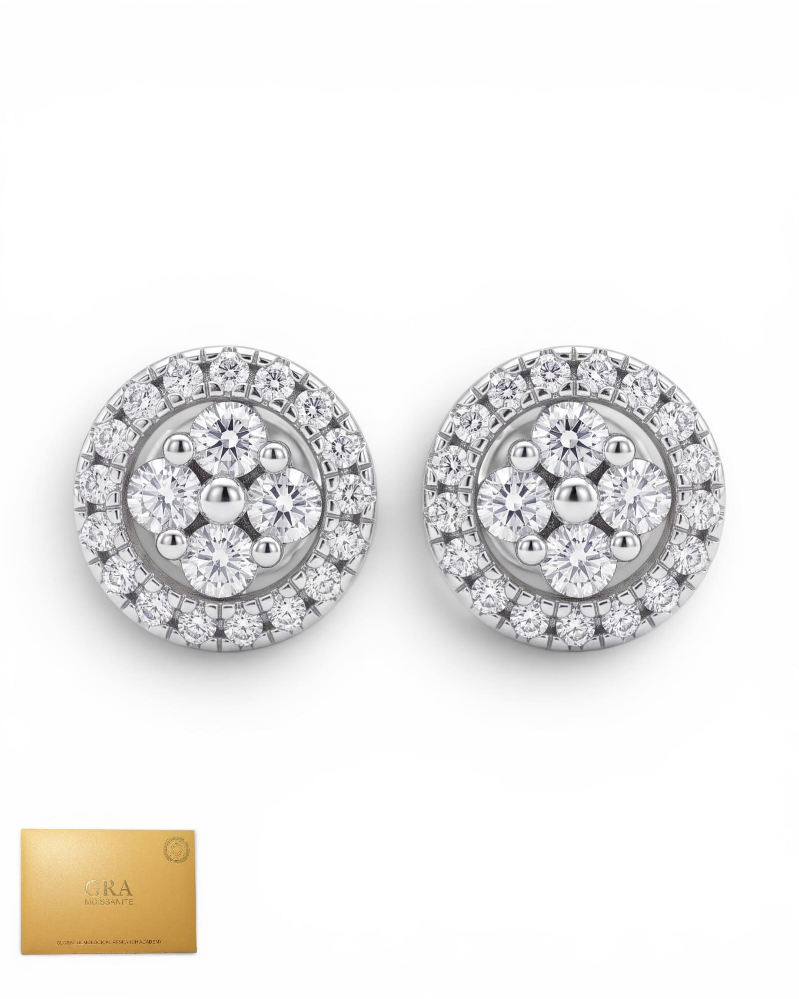 Clover circle moissanite earring