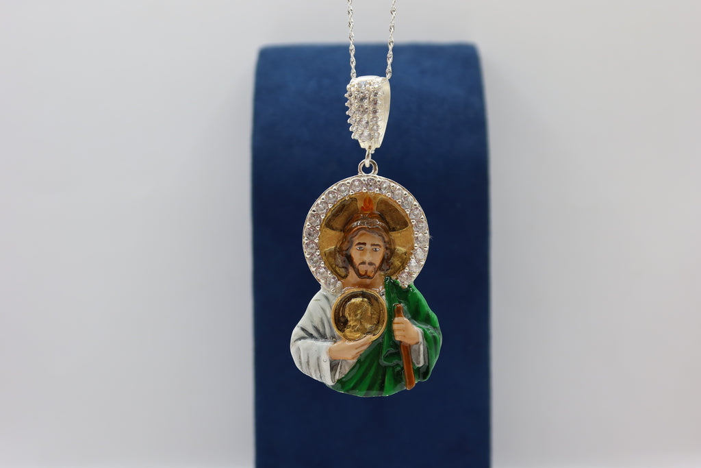 Enameled Saint Jude pendant