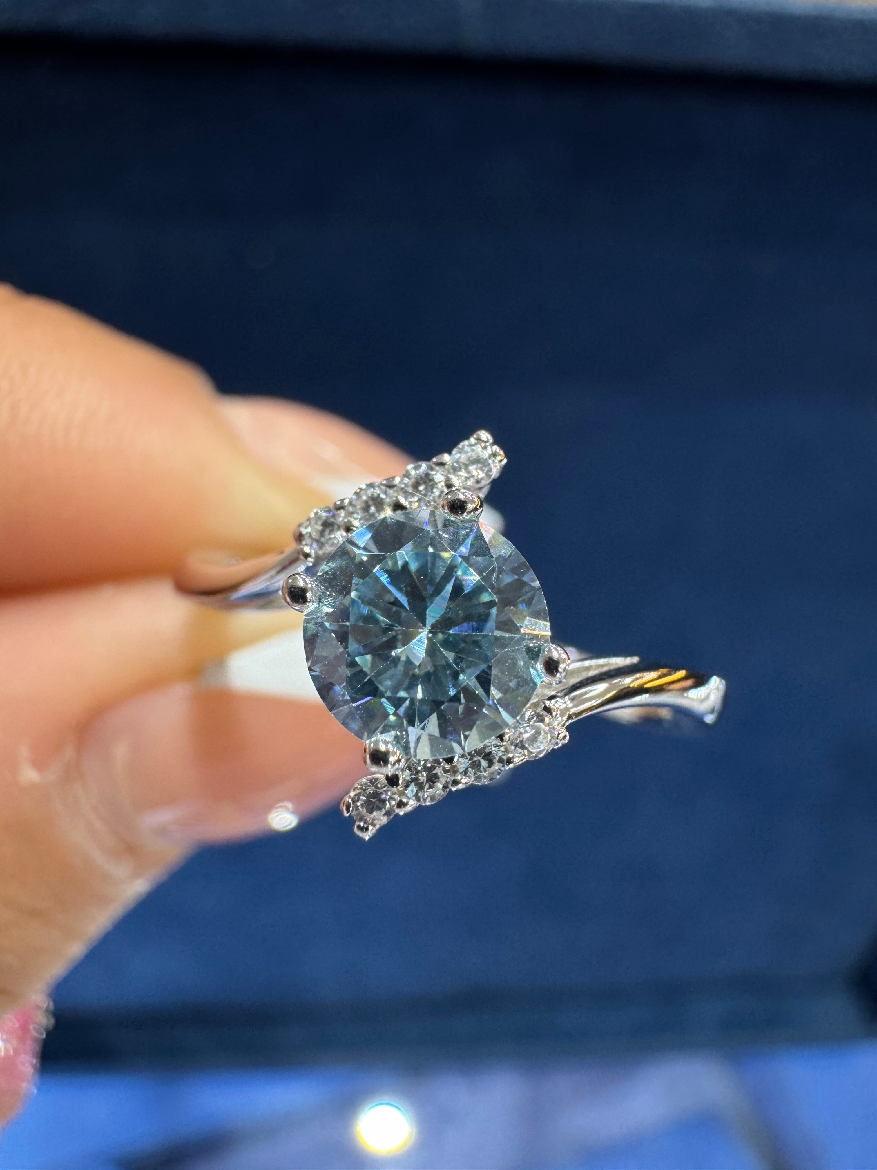 Anillo freeform azul celeste