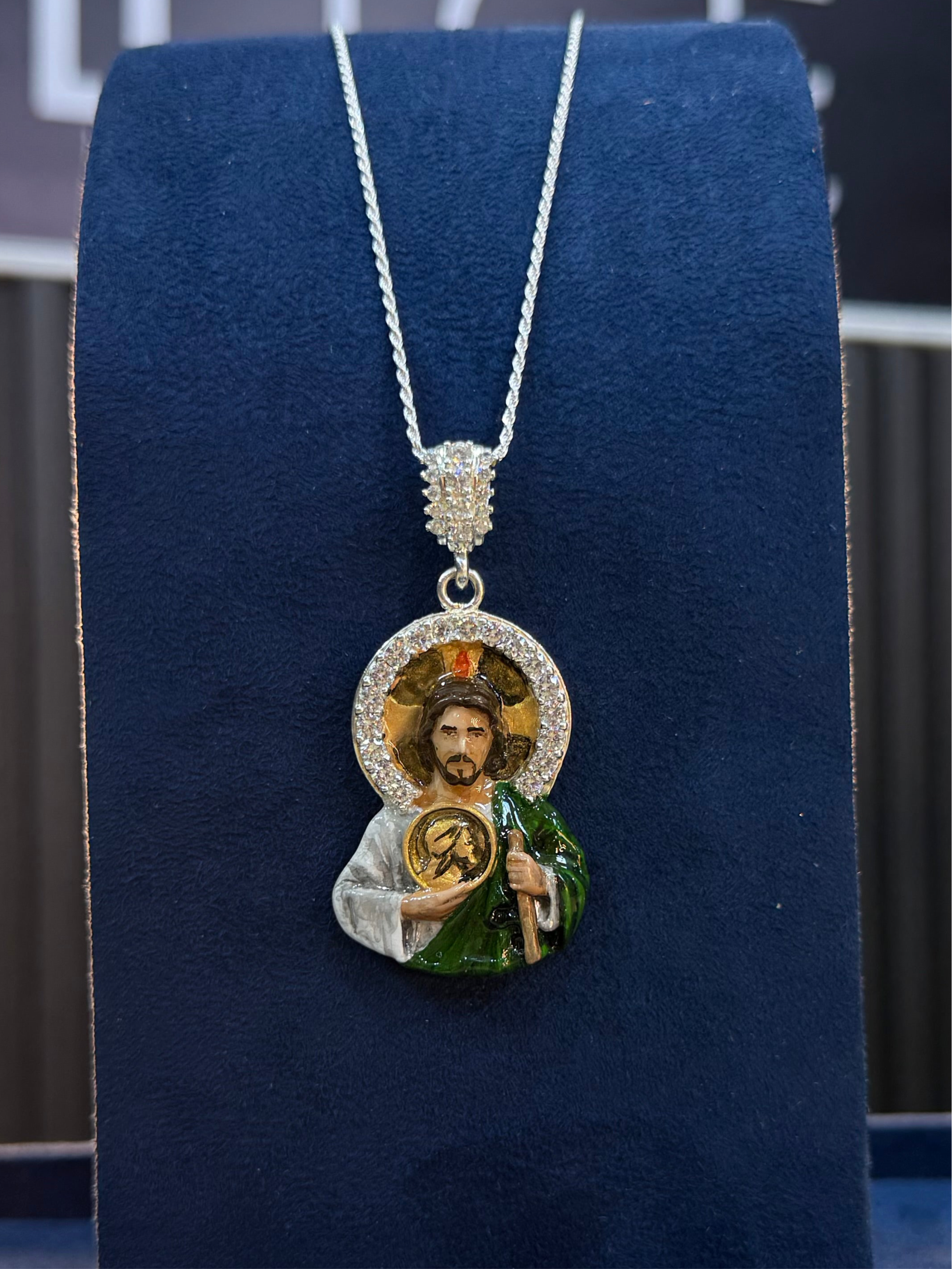 Enameled Saint Jude pendant