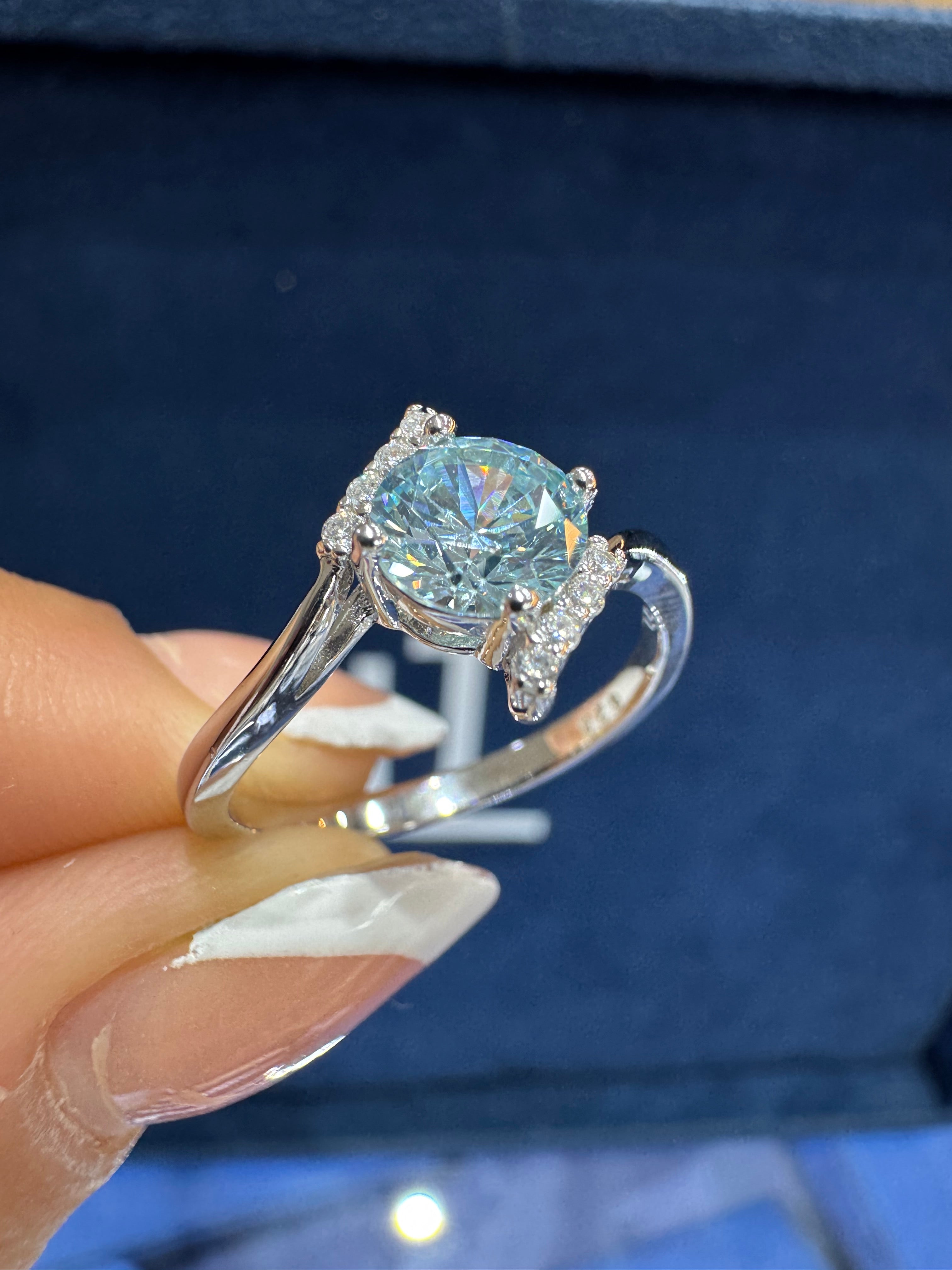 Anillo freeform azul celeste