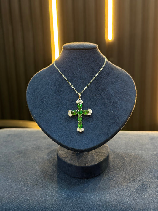 Collar cruz verde