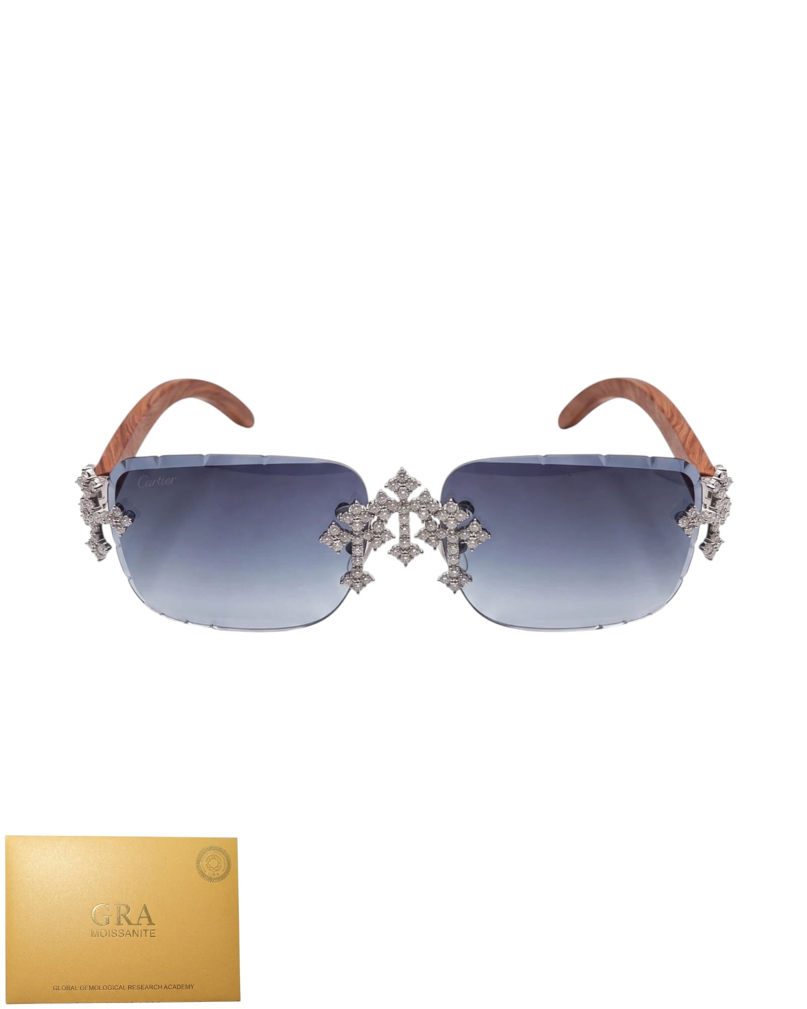 Lentes cruz negros moissanita VVS