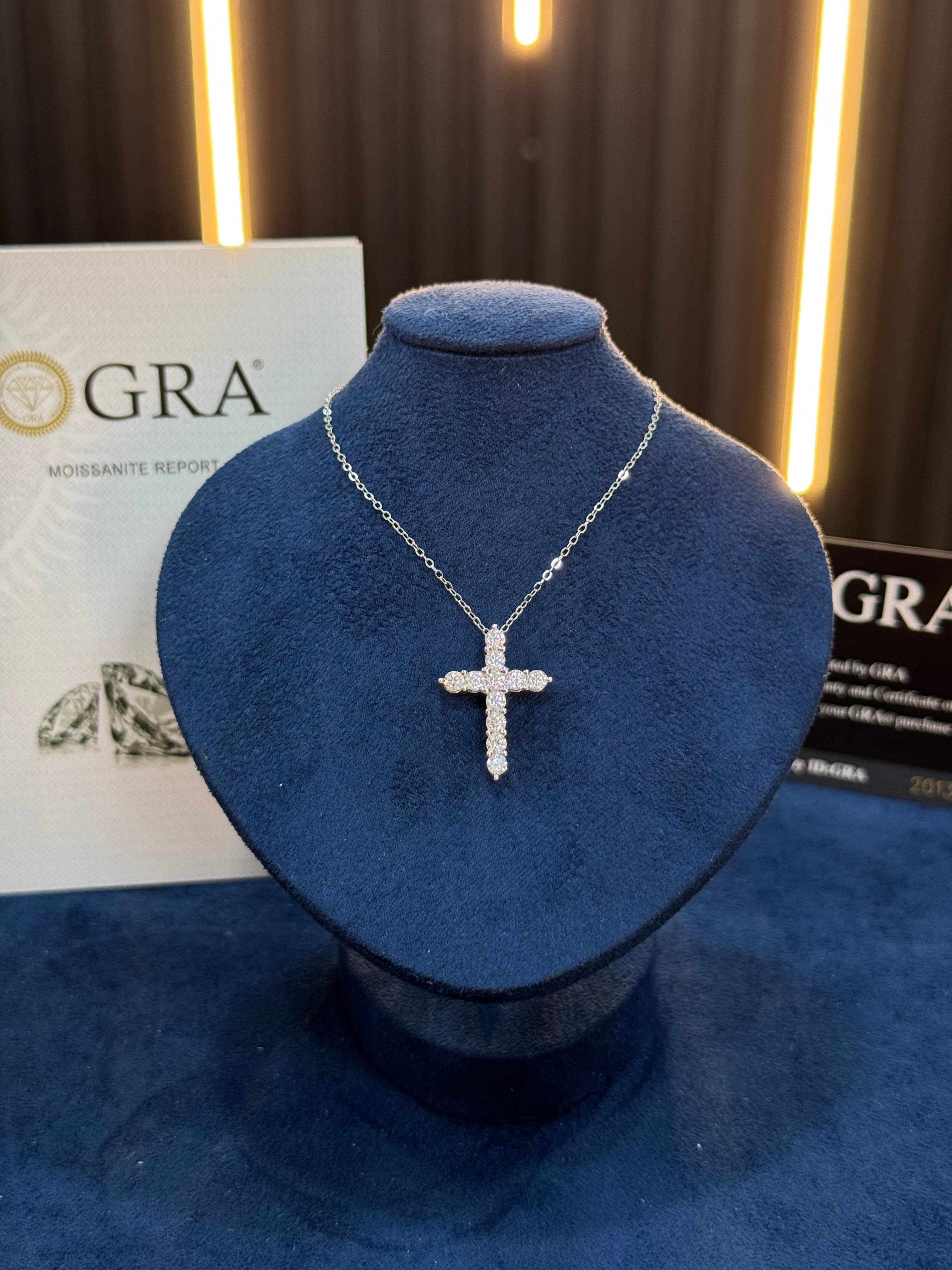 Moissanite cross necklace