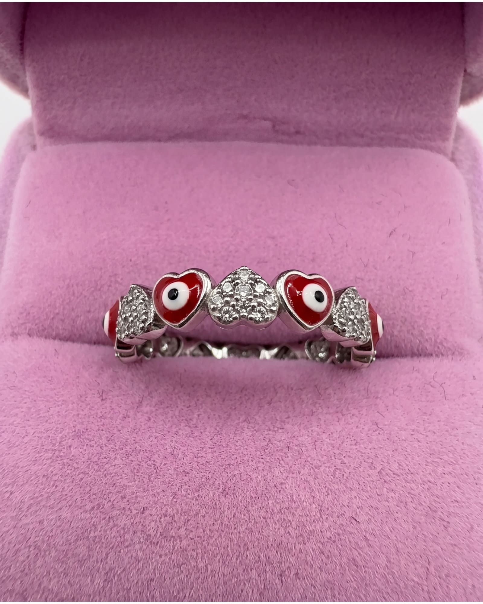 Anillo churumbela de ojos y corazones