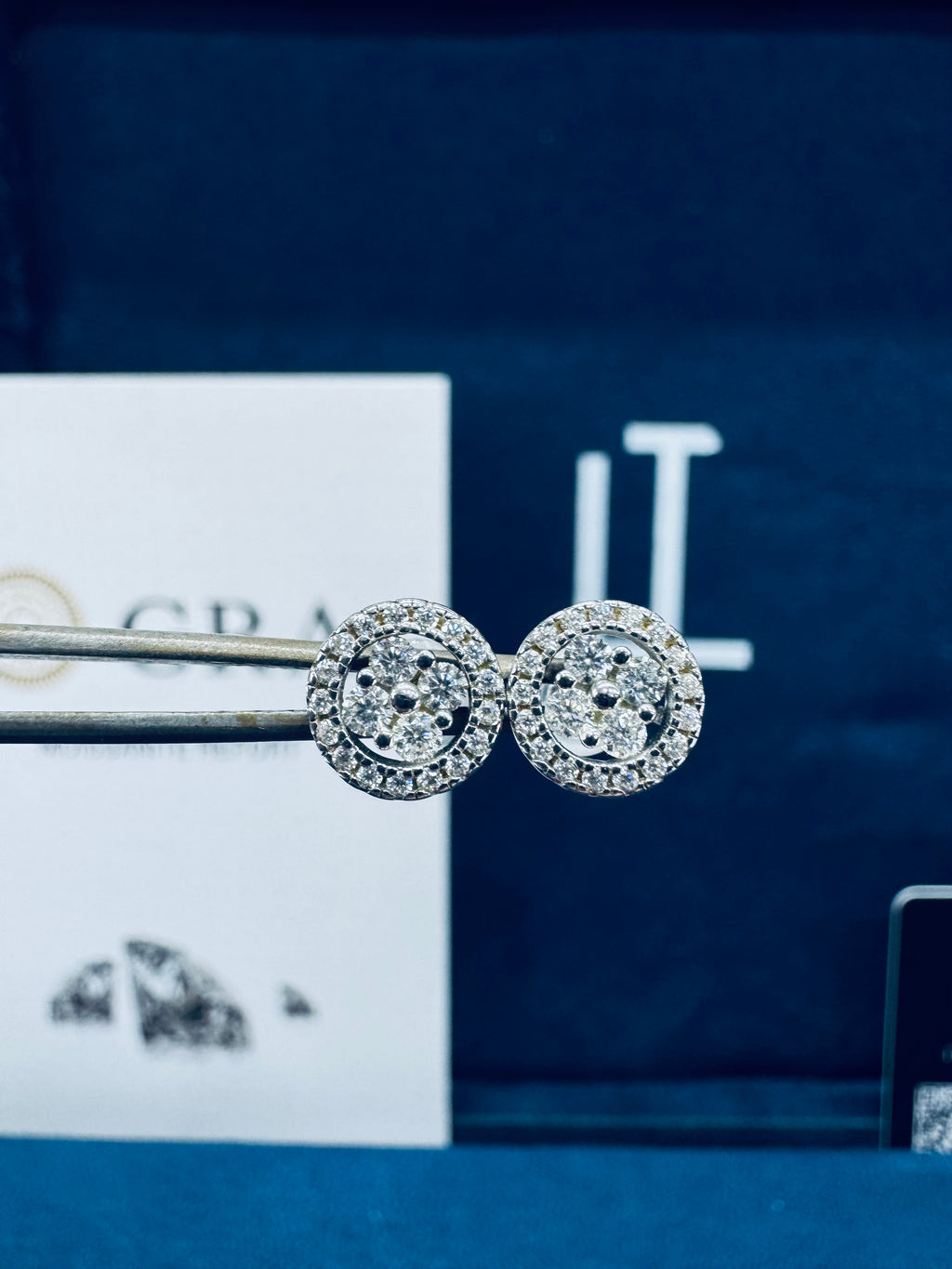 Clover circle moissanite earring