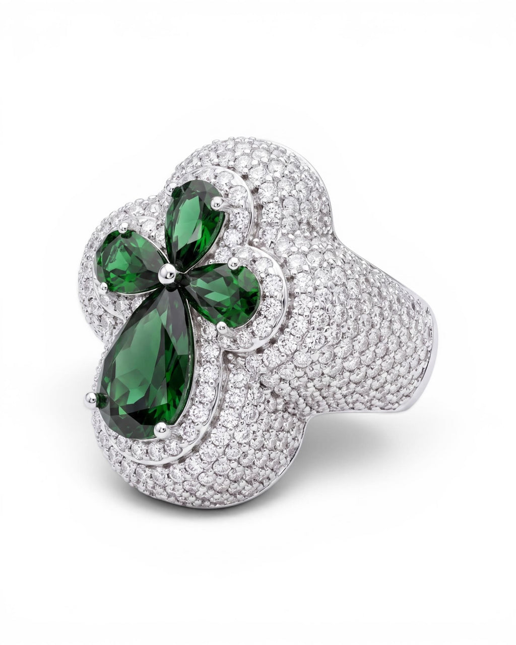 Anillo cruz verde moissanita