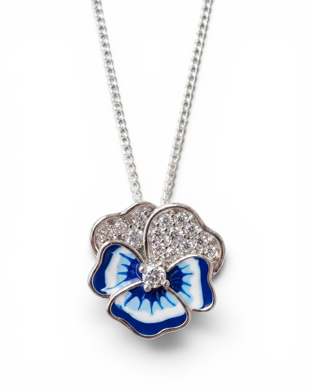Blue flower pendant necklace