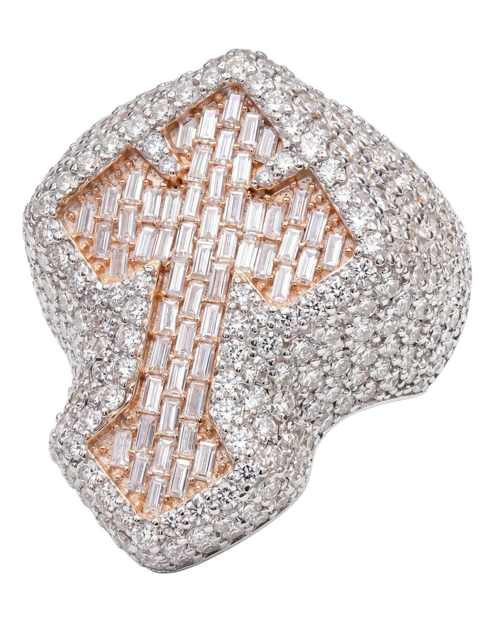 Anillo cruz rosegold moissanita