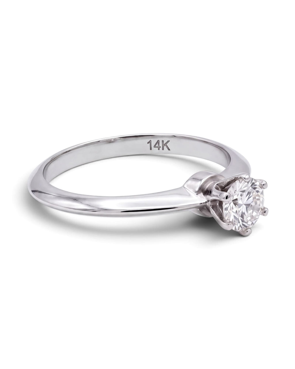 Anillo solitario con Diamante natural 0.34 CT en Oro blanco 14k