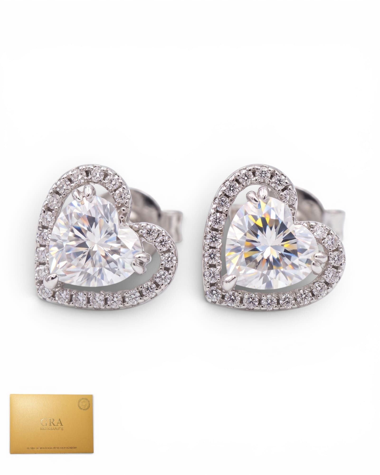 Moissanite heart earring