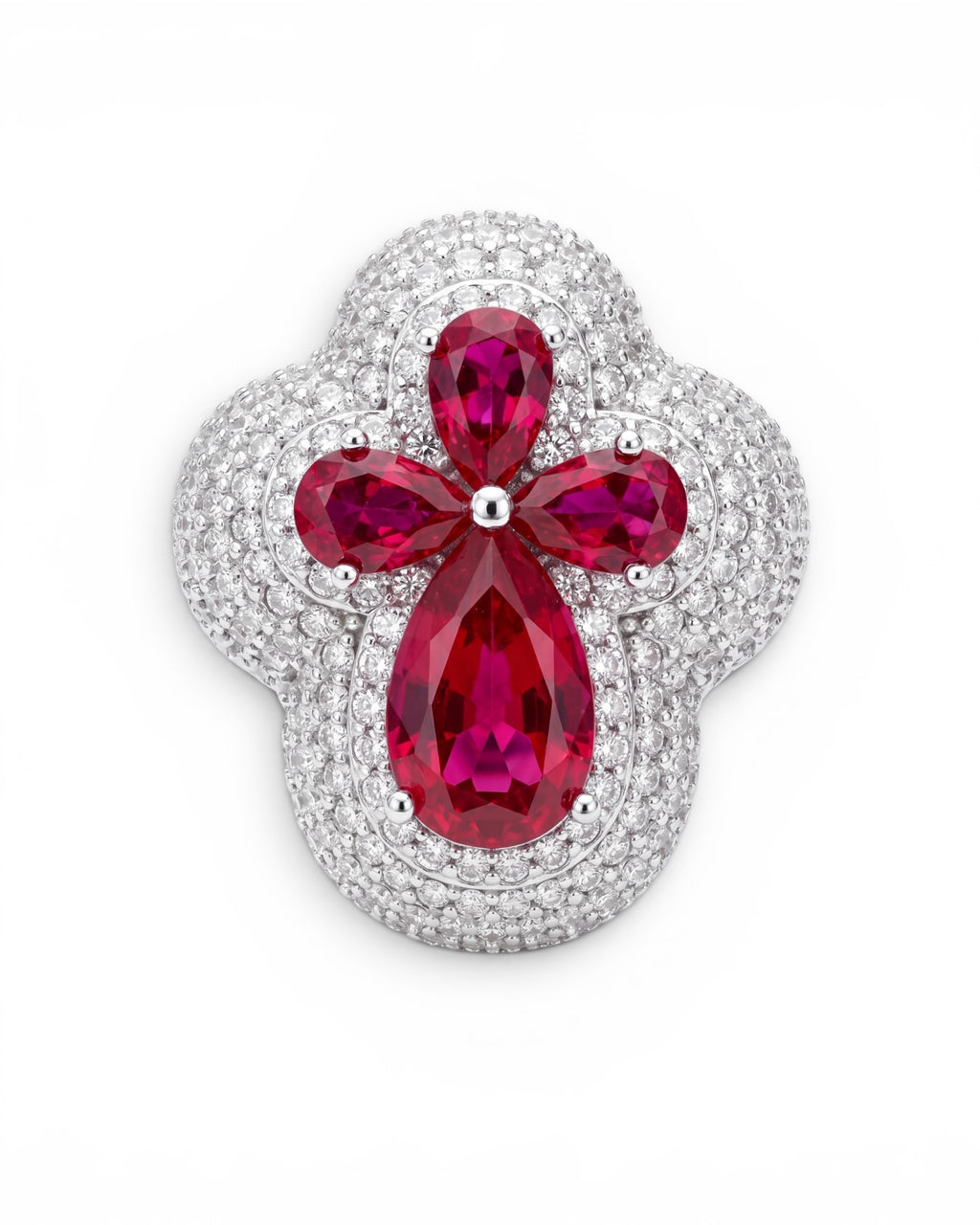 Anillo rojo magenta moissanita