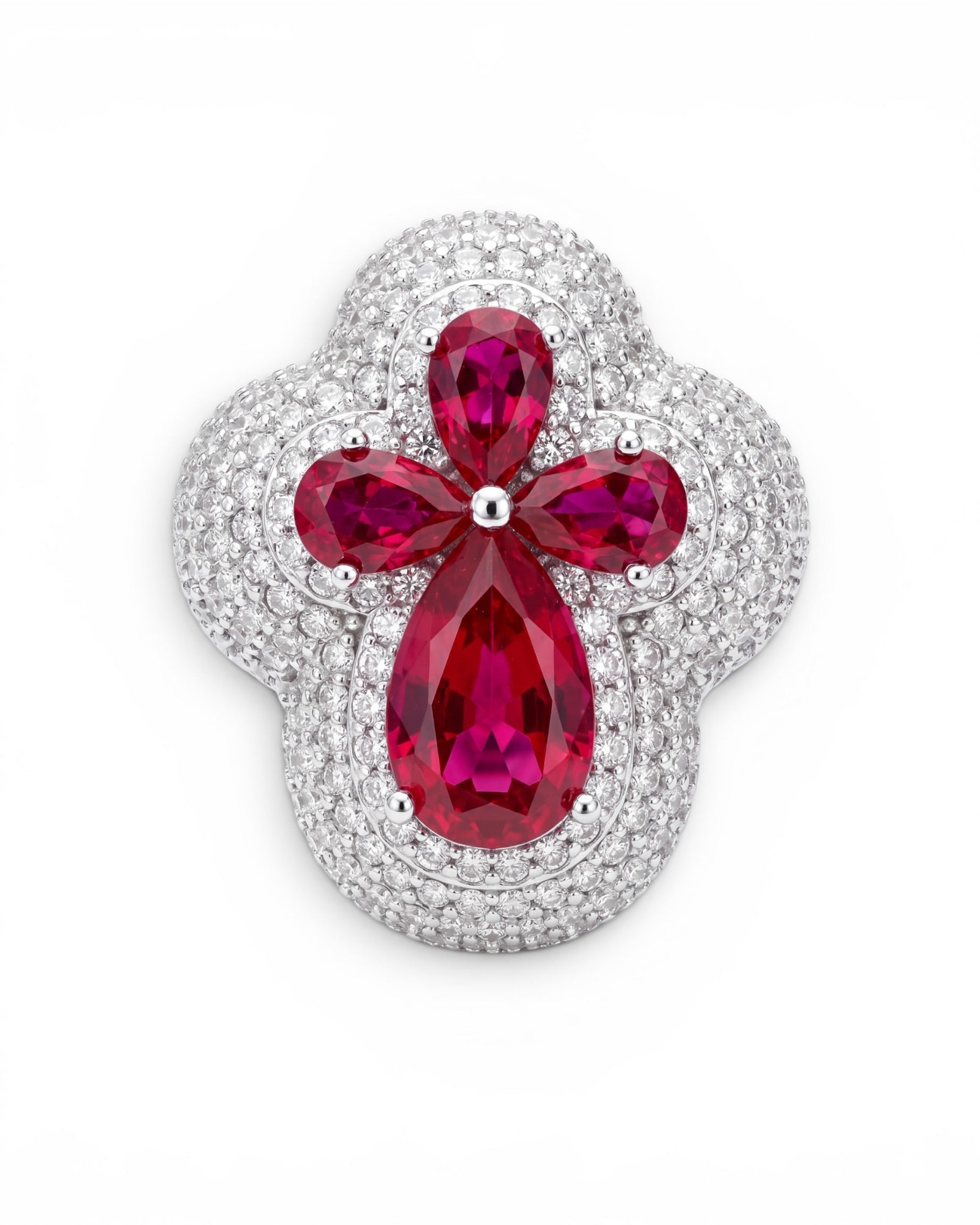 Anillo rojo magenta moissanita