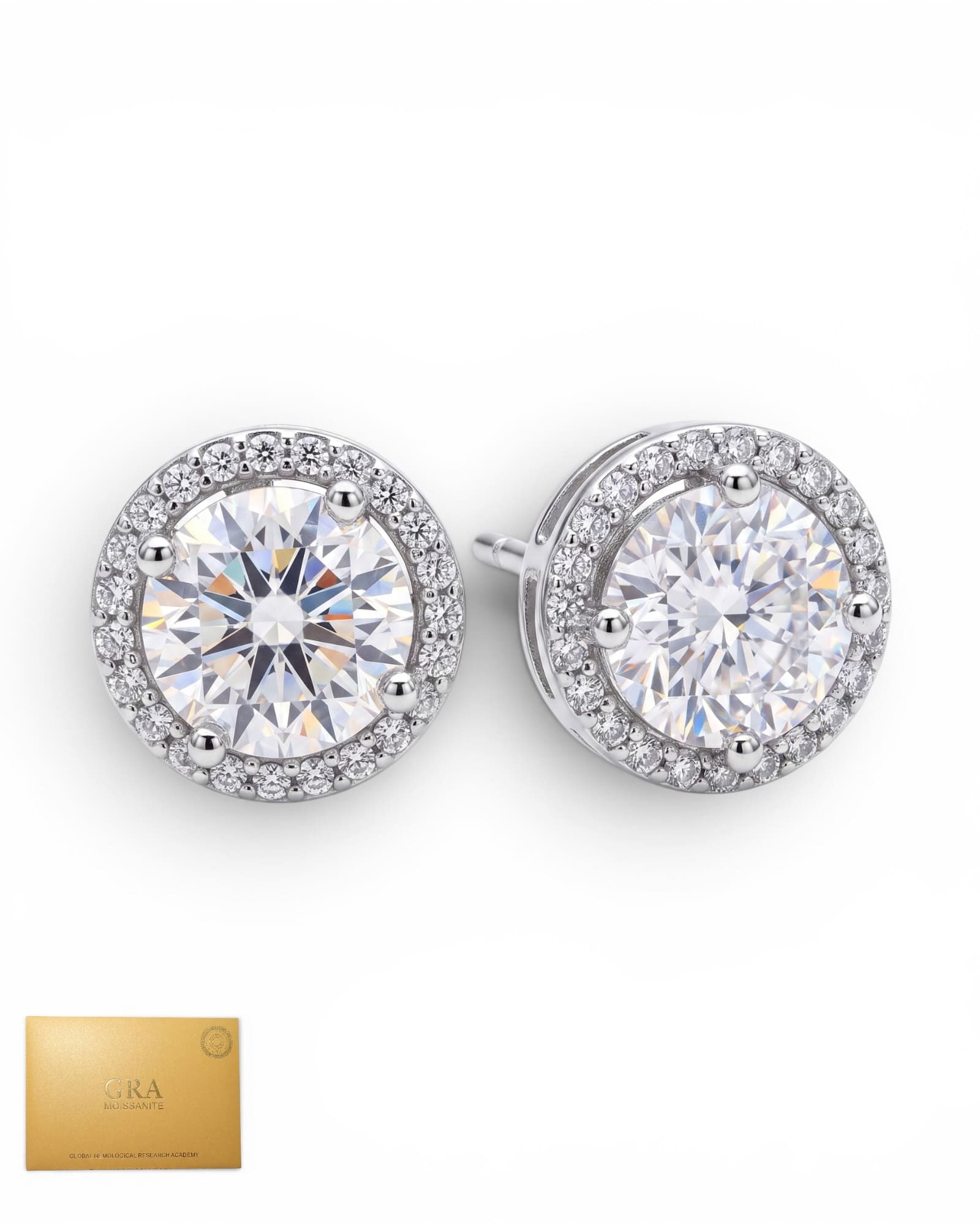 Aretes halo moissanita