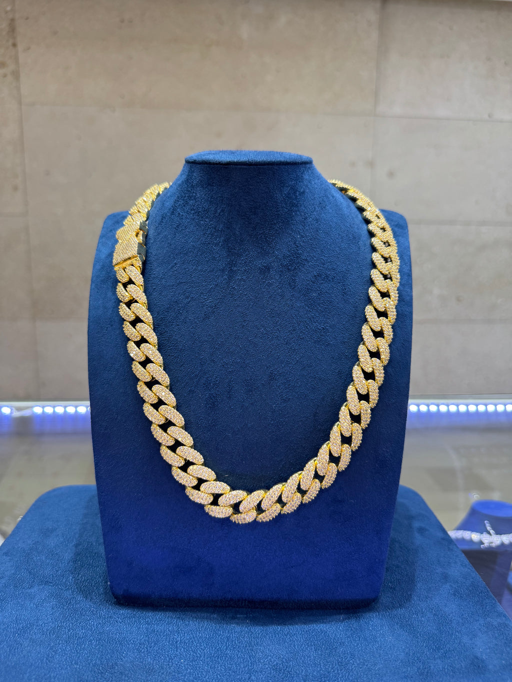Cadena cubana dorado oro laminado