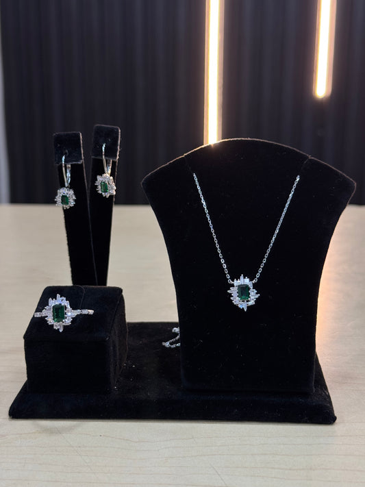 Set gema verde collar, aretes y pulso