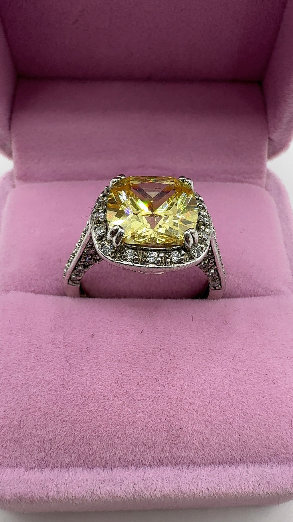 Yellow Zirconia Silver Ring