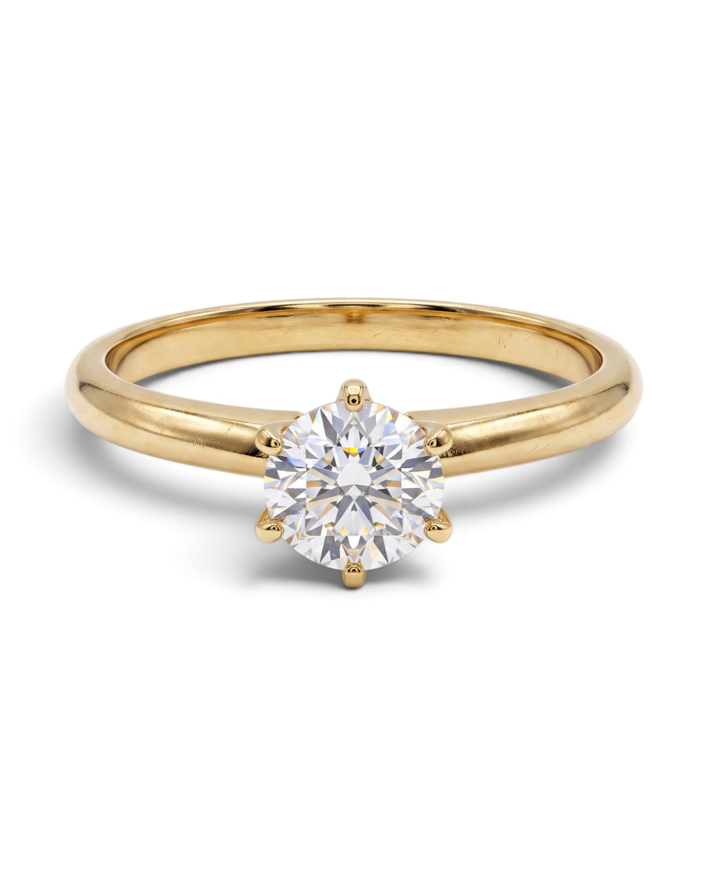 Anillo solitario con Diamante natural 0.30 CT en Oro amarillo 14k