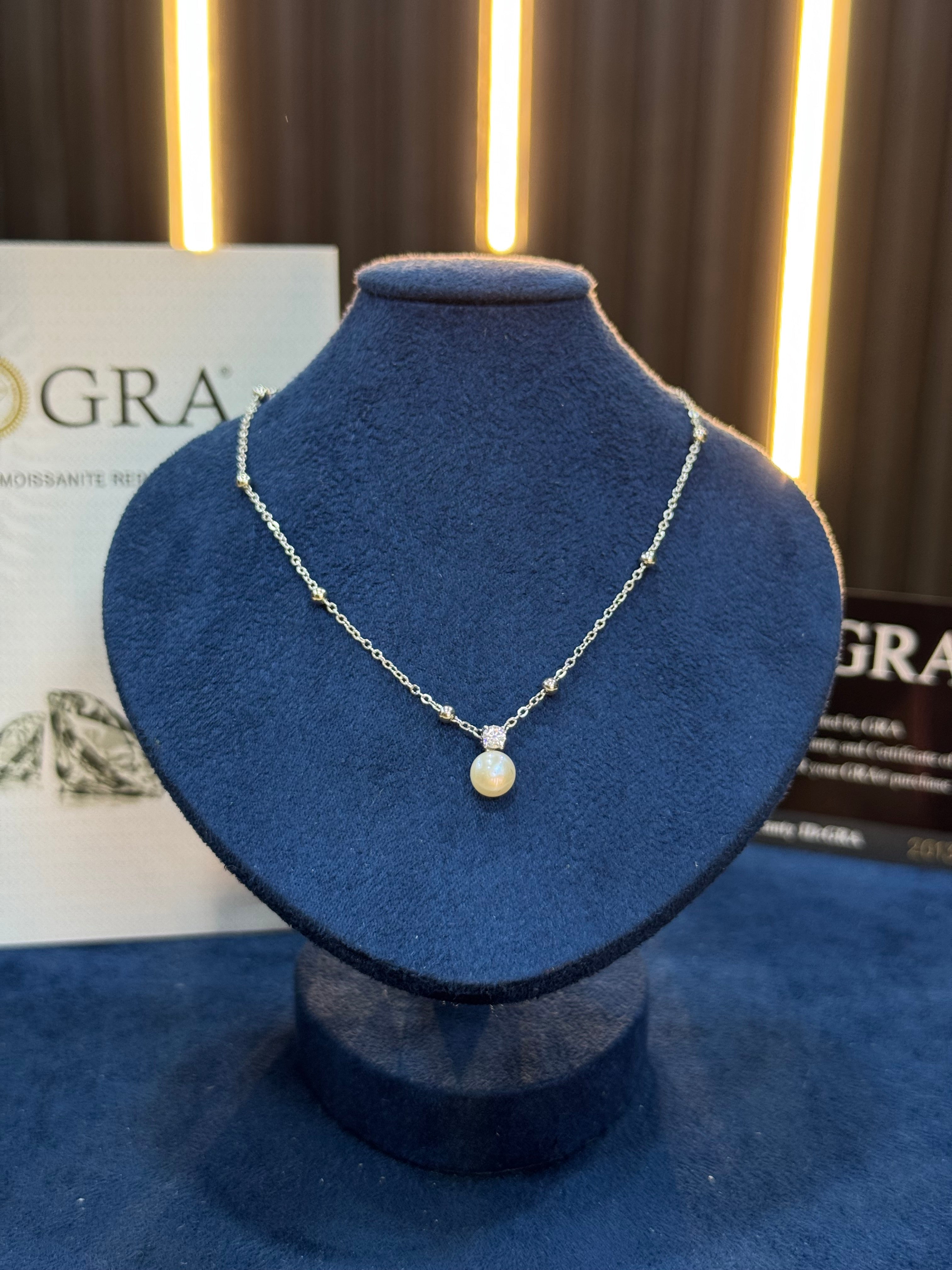 Moissanite pearl necklace
