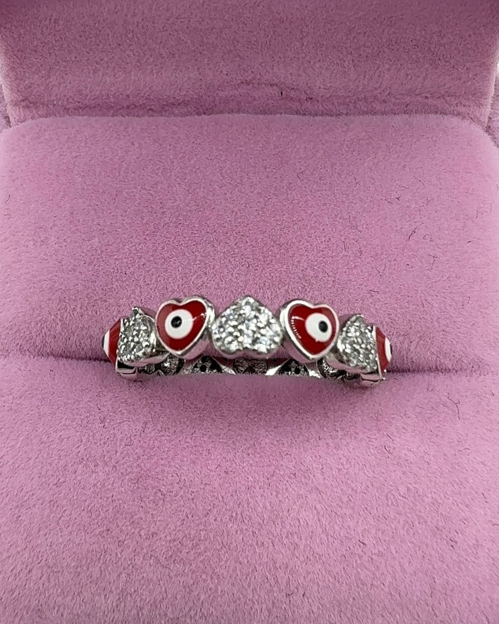 Anillo churumbela de ojos y corazones