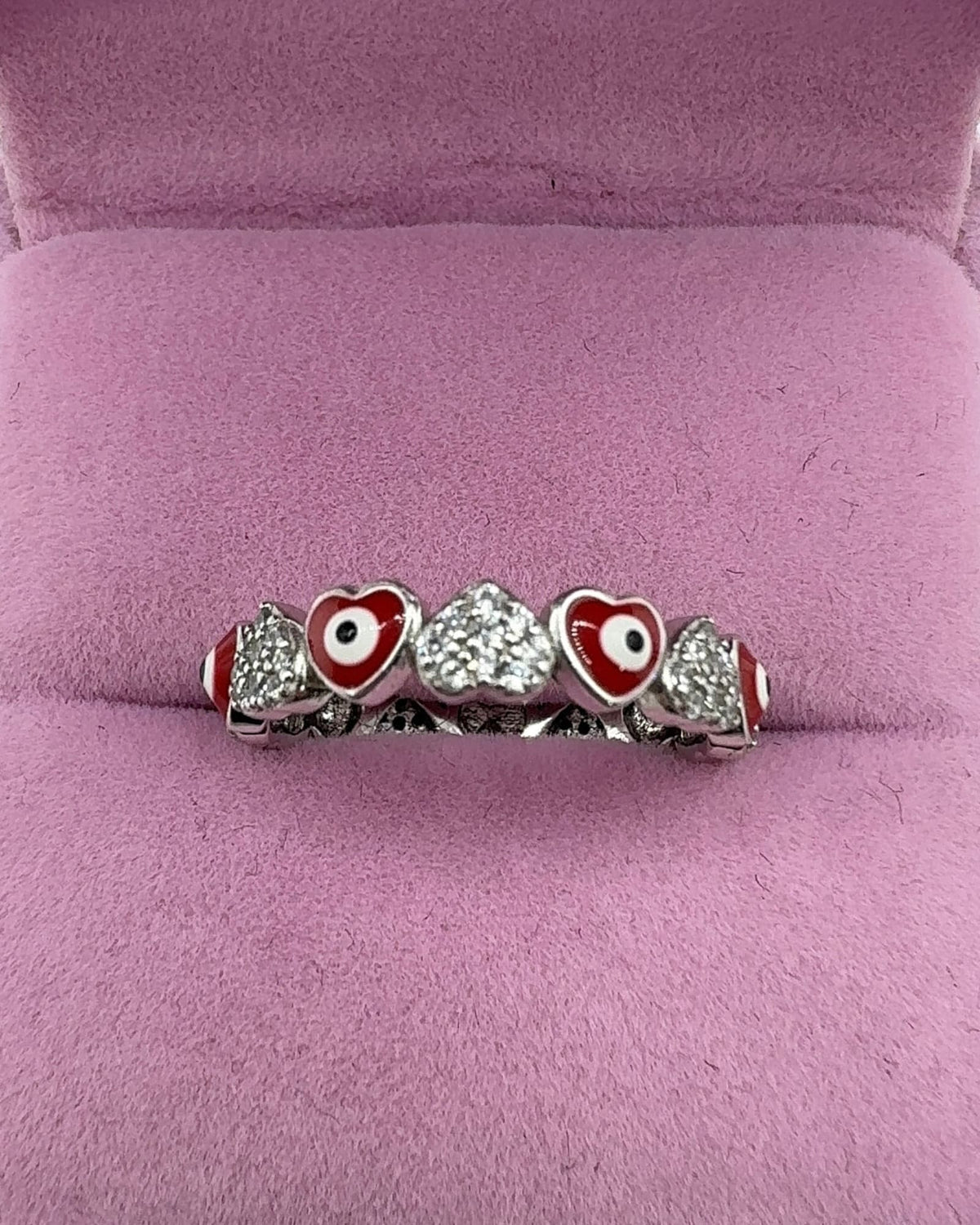 Anillo churumbela de ojos y corazones