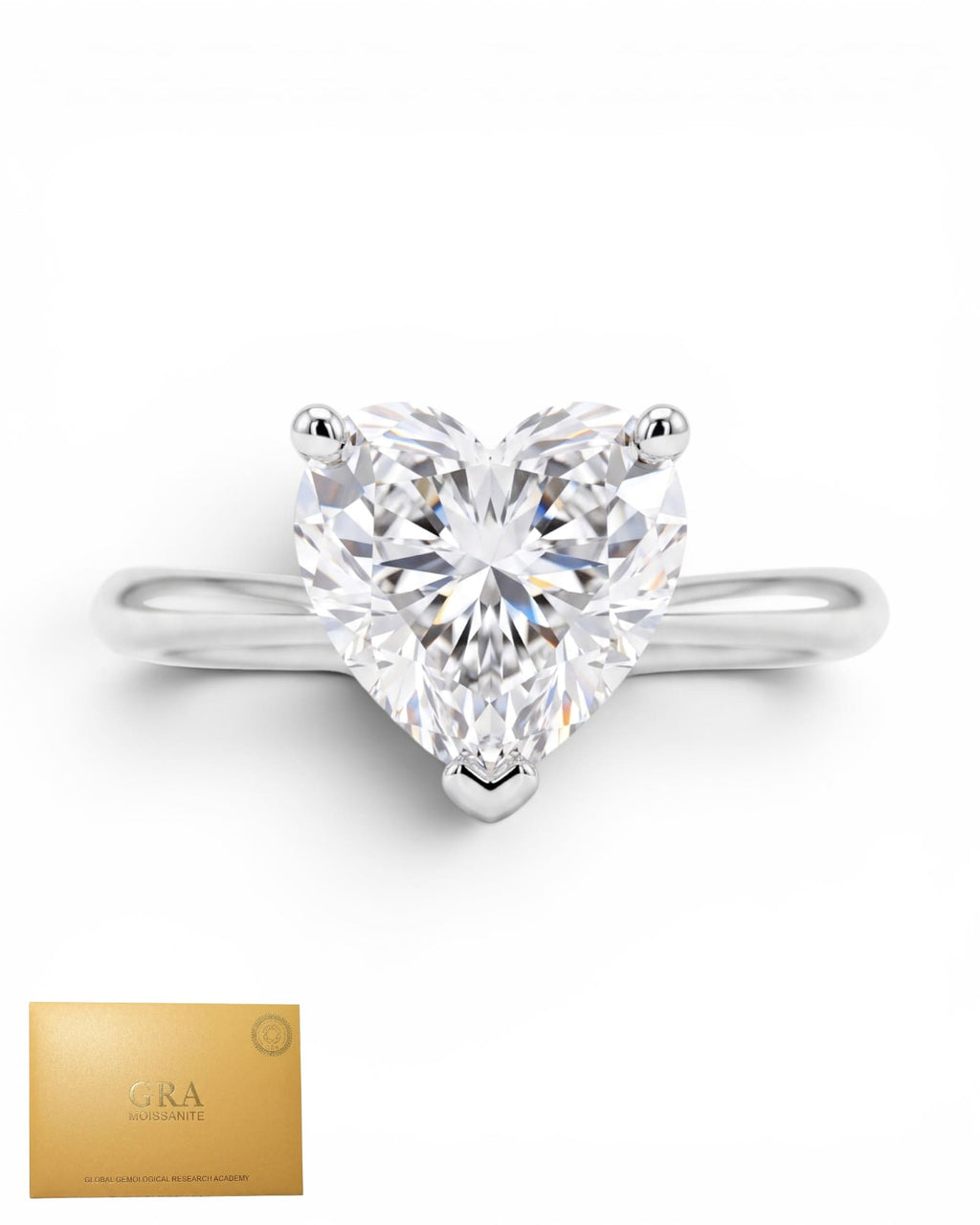 Anillo solitario corazón moissanita