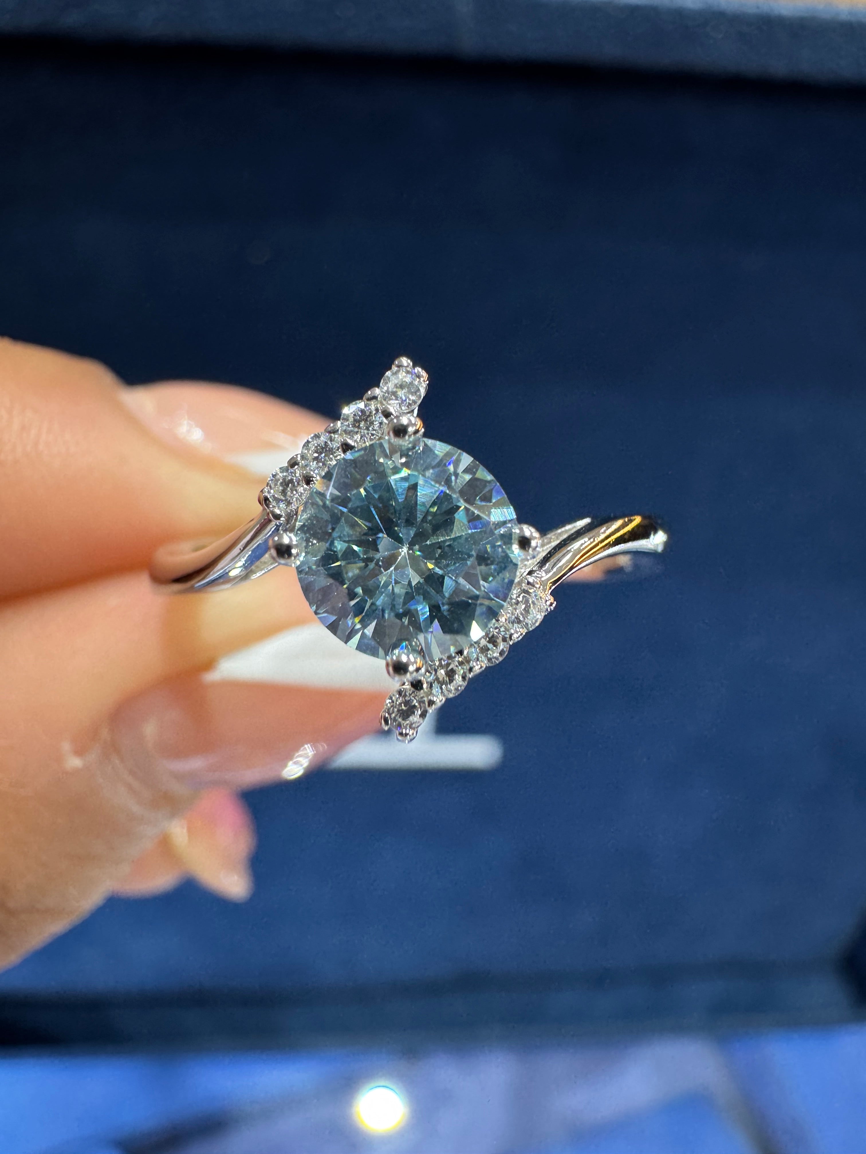 Anillo freeform azul celeste